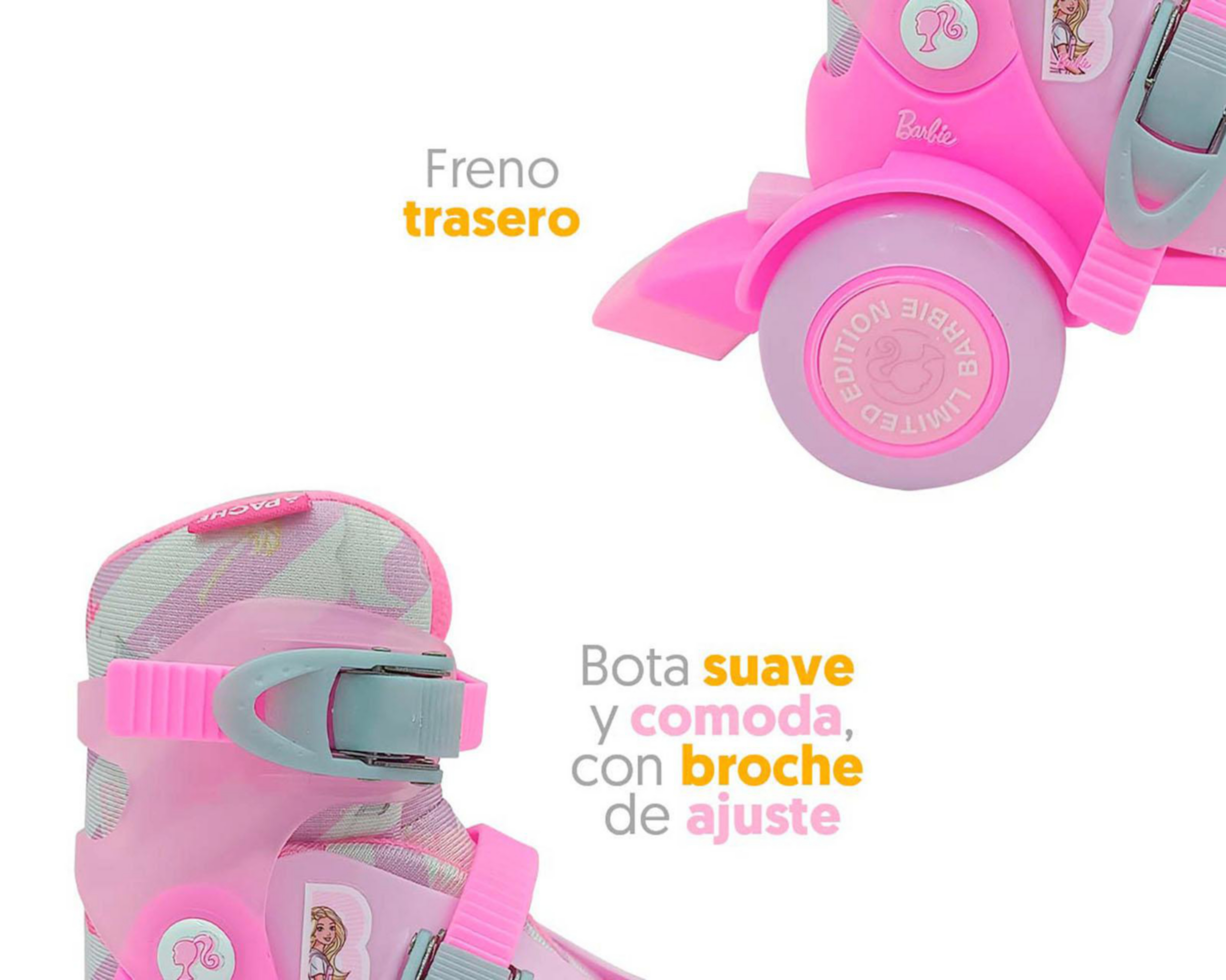 Foto 6 pulgar | Patines para Niña de 4 Ruedas Apache Barbie Ajustable