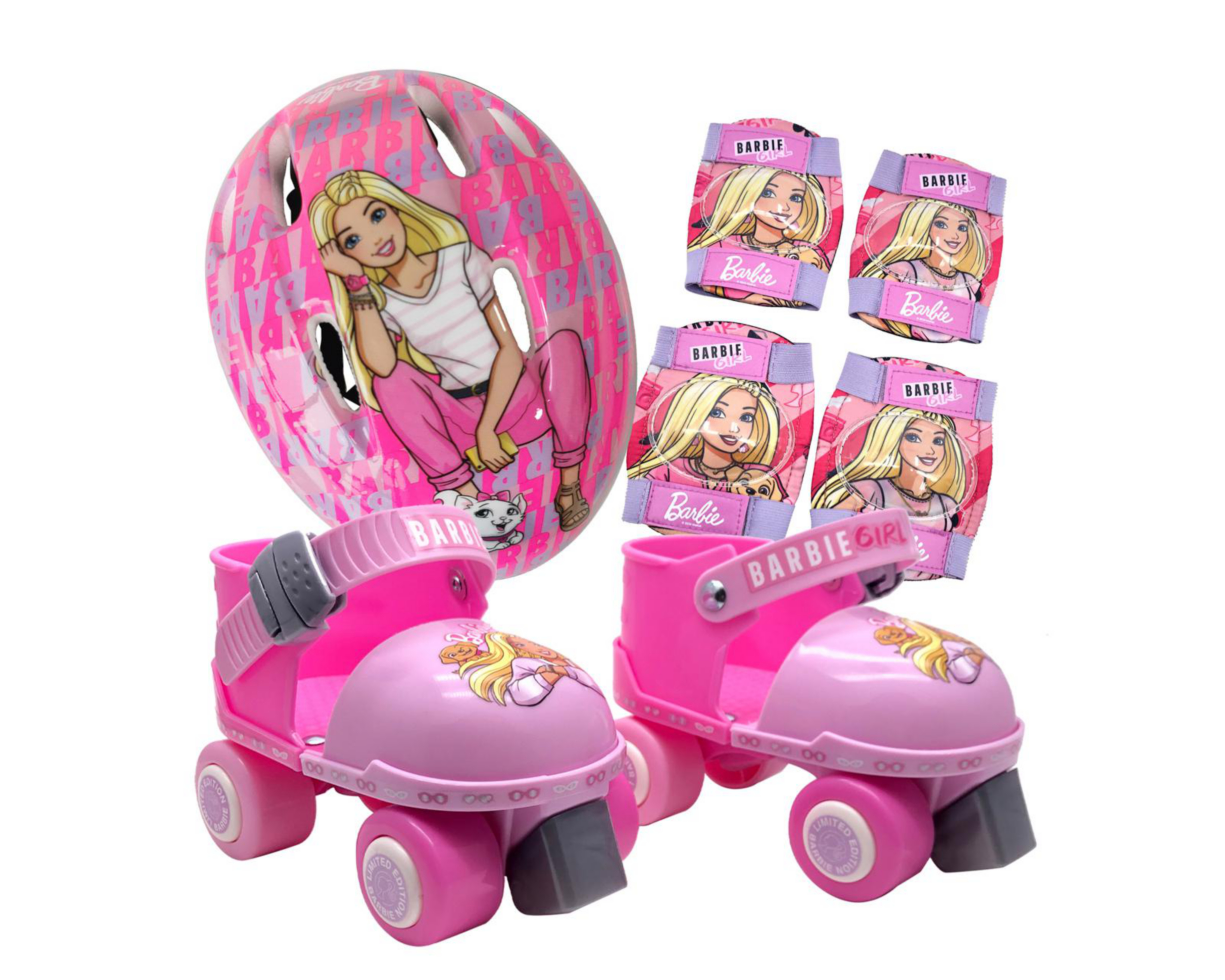 Patines para Niña de Cuatro Ruedas Apache Barbie Ajustable con Accesorios