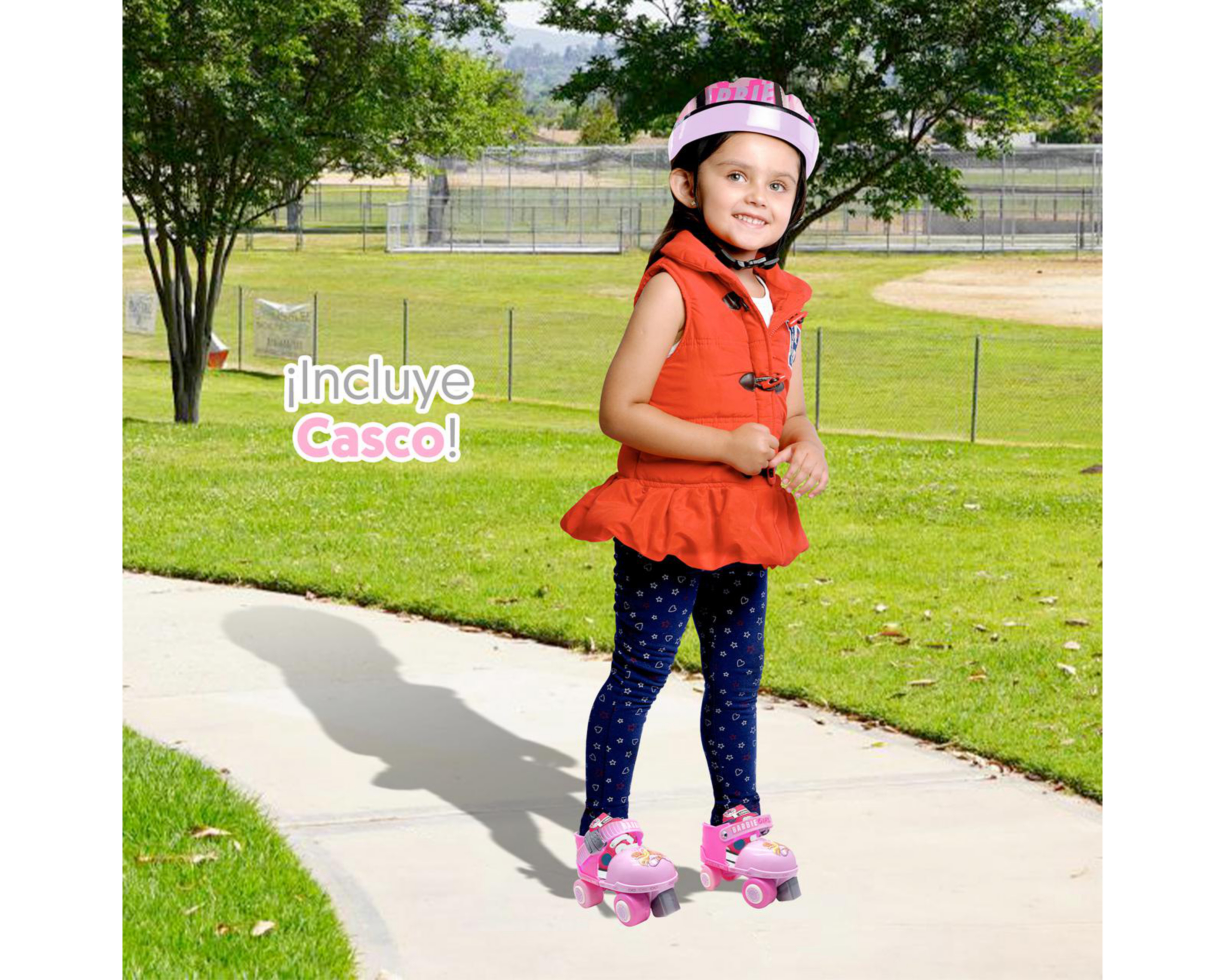 Foto 4 pulgar | Patines para Niña de Cuatro Ruedas Apache Barbie Ajustable con Accesorios