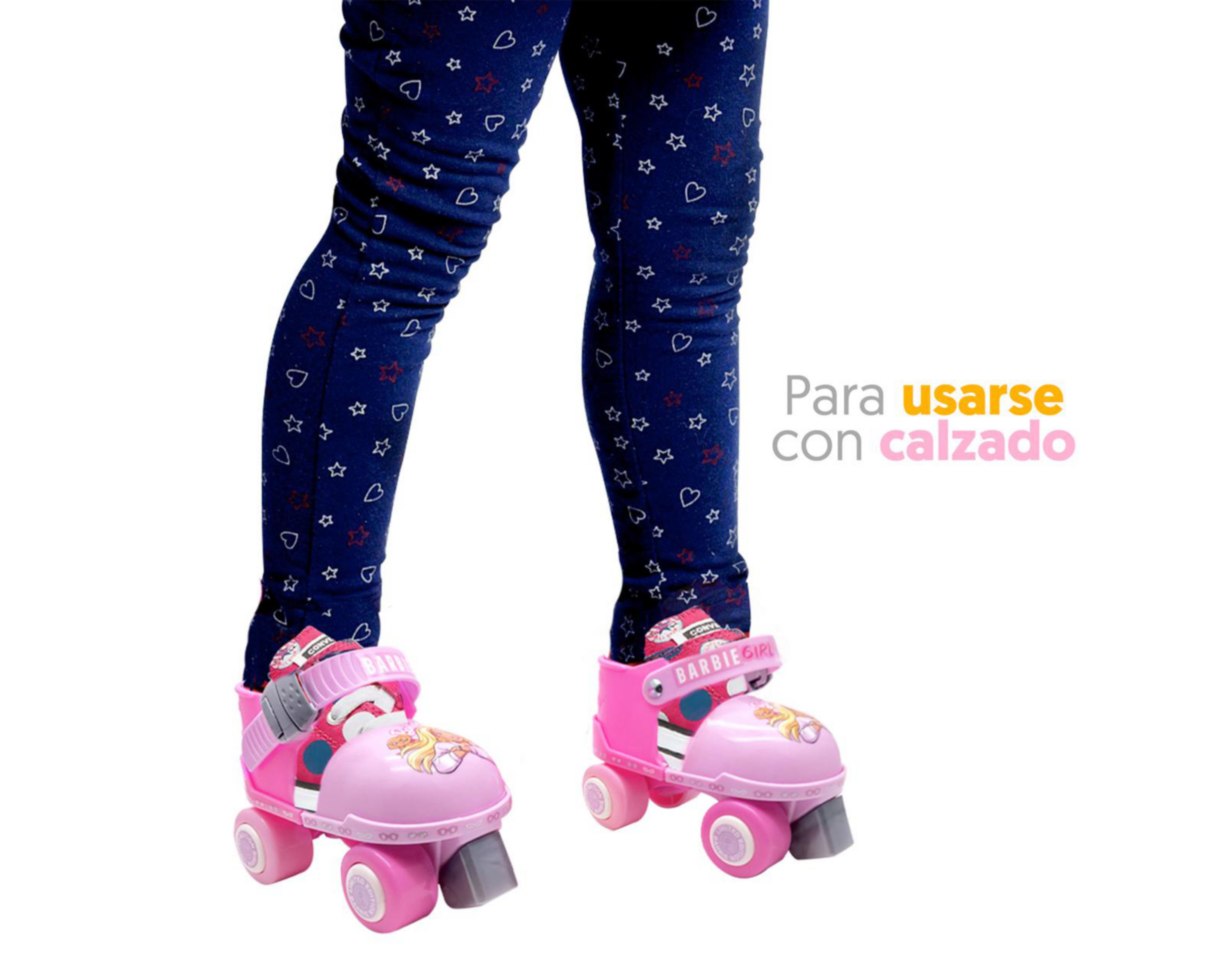 Foto 6 pulgar | Patines para Niña de Cuatro Ruedas Apache Barbie Ajustable con Accesorios