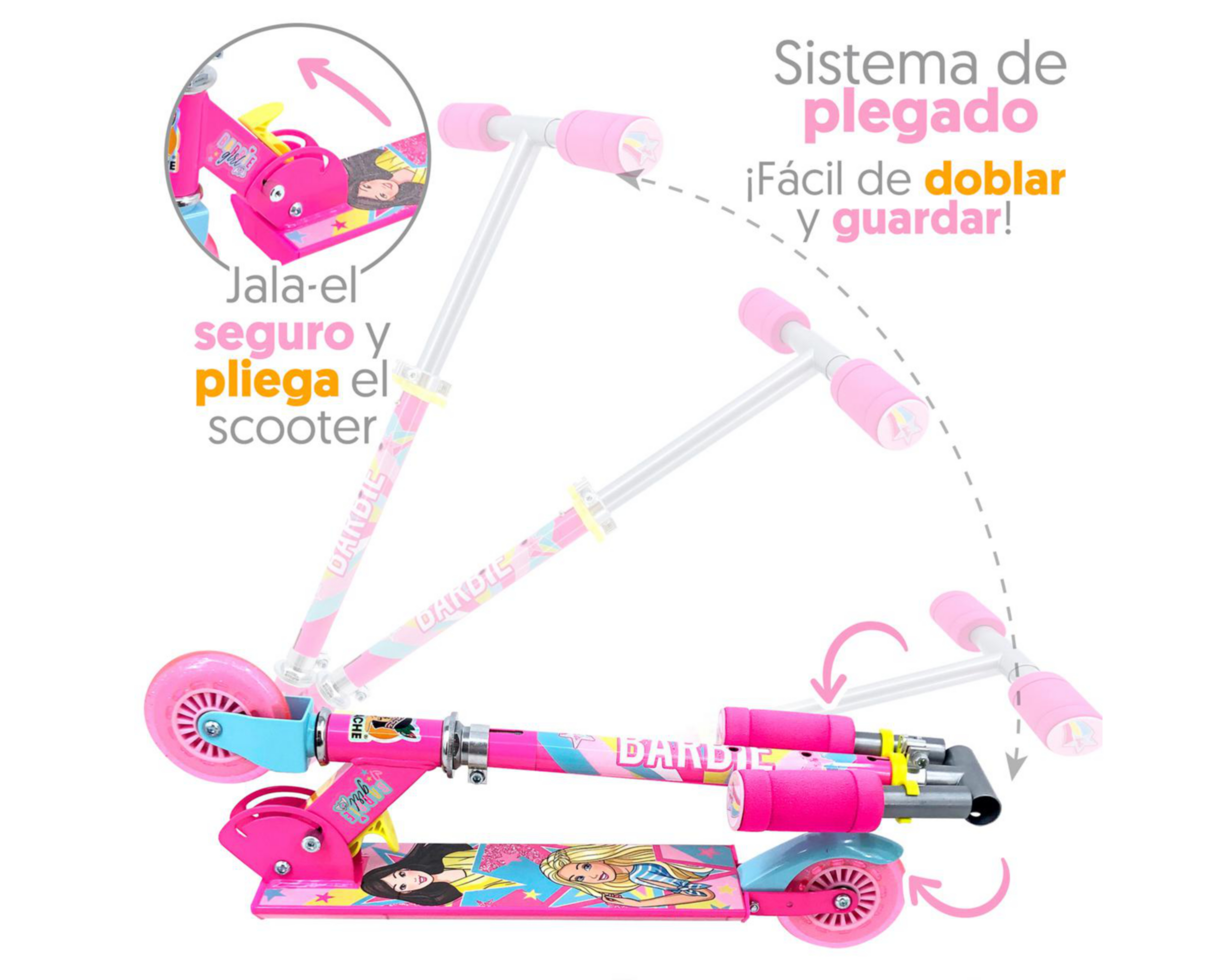 Foto 6 pulgar | Scooter para Niña Apache Barbie Plegable