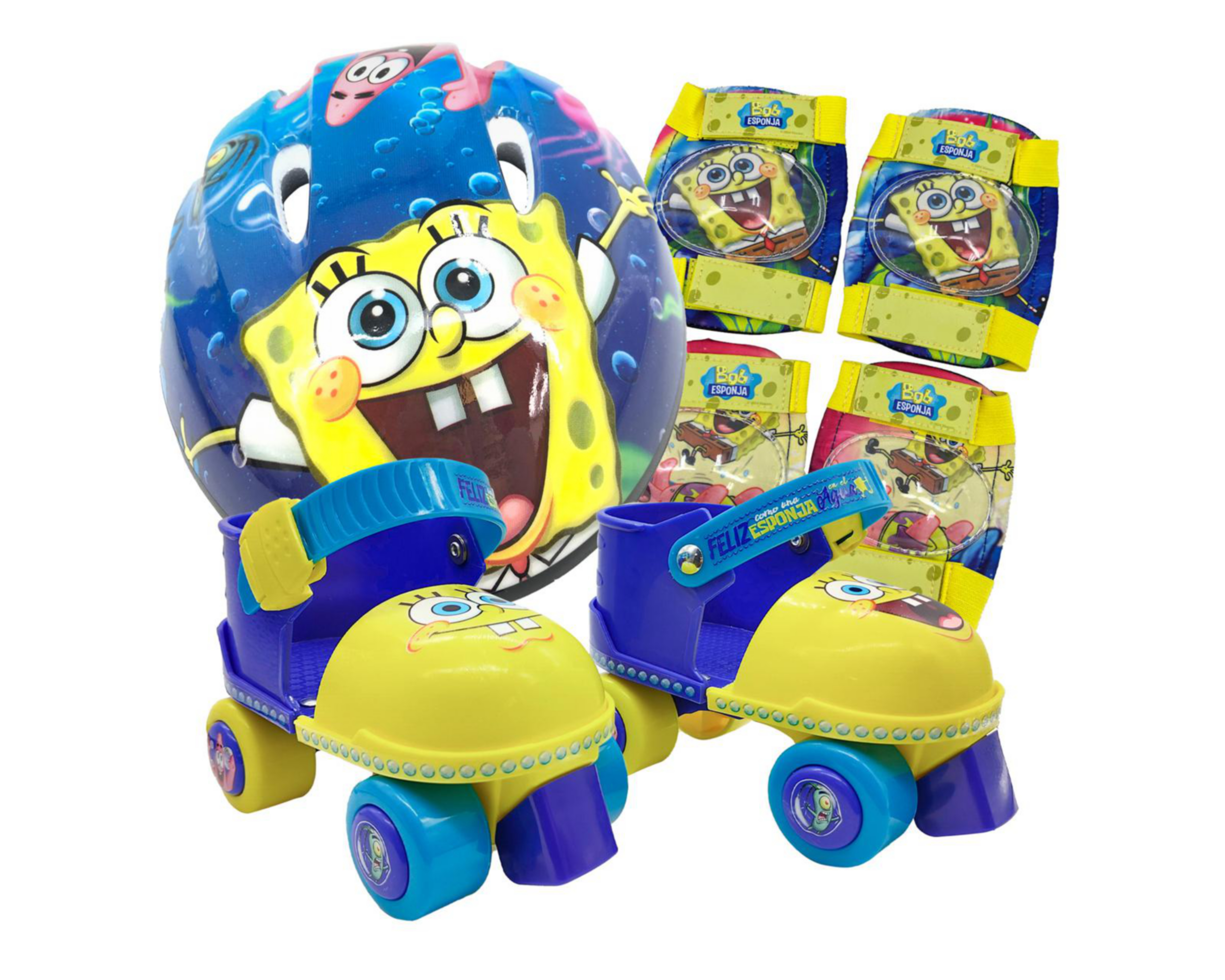 Patines para Niño de 4 Ruedas Apache Bob Esponja Ajustables + Accesorios