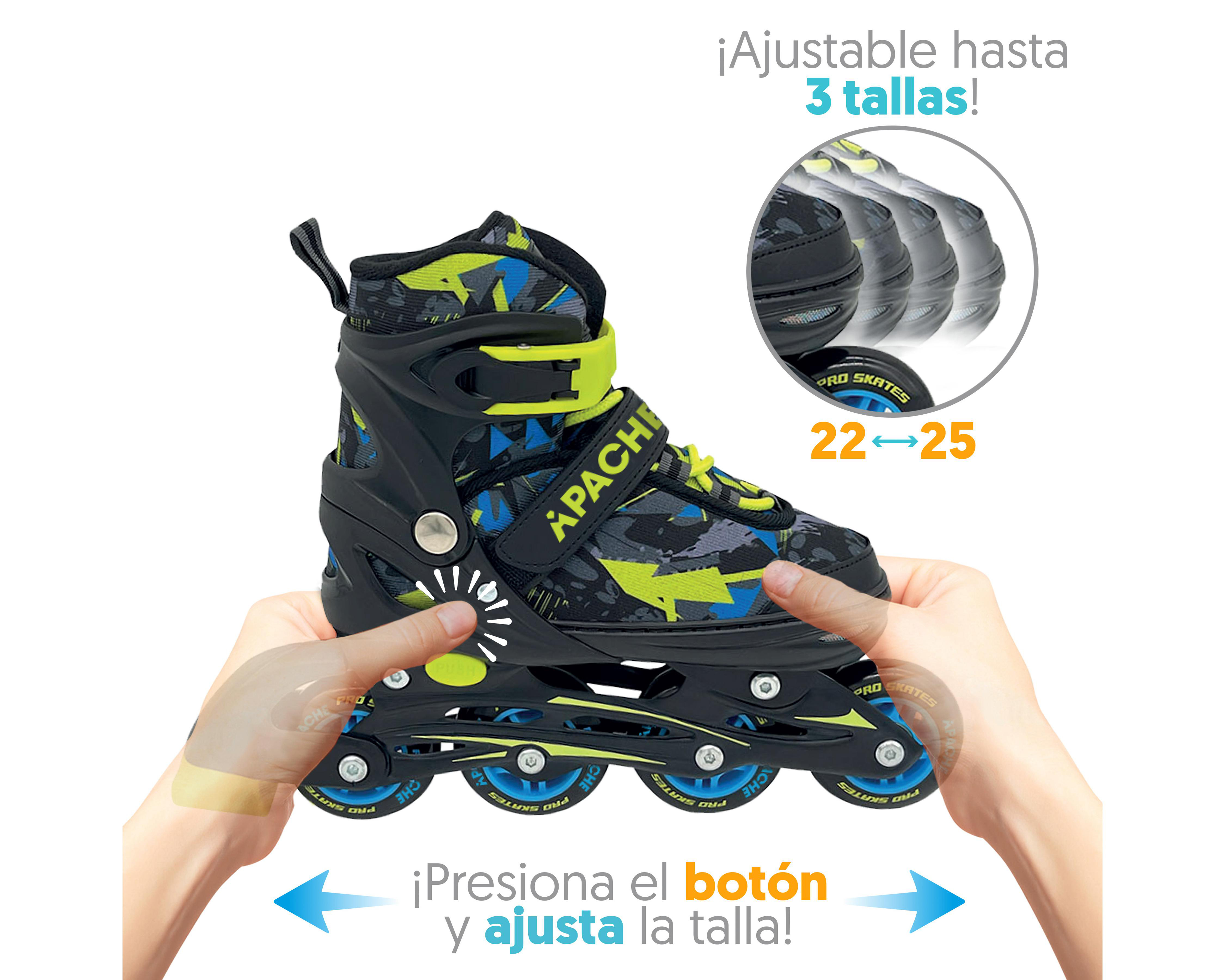 Foto 5 pulgar | Patines para Niño de 4 Ruedas Apache Ajustables con Accesorios