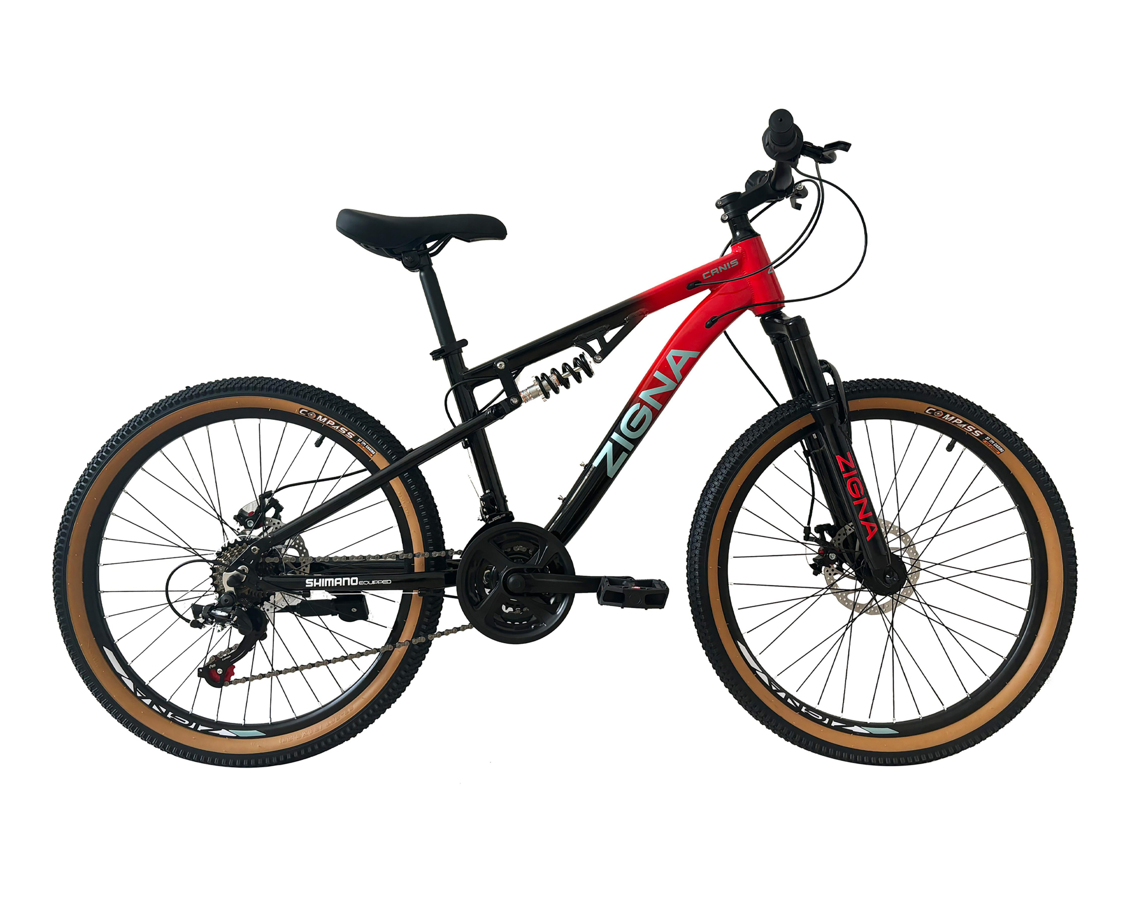 Bicicleta de Montaña Zigna Canis Rodada 24 Negro-Rojo