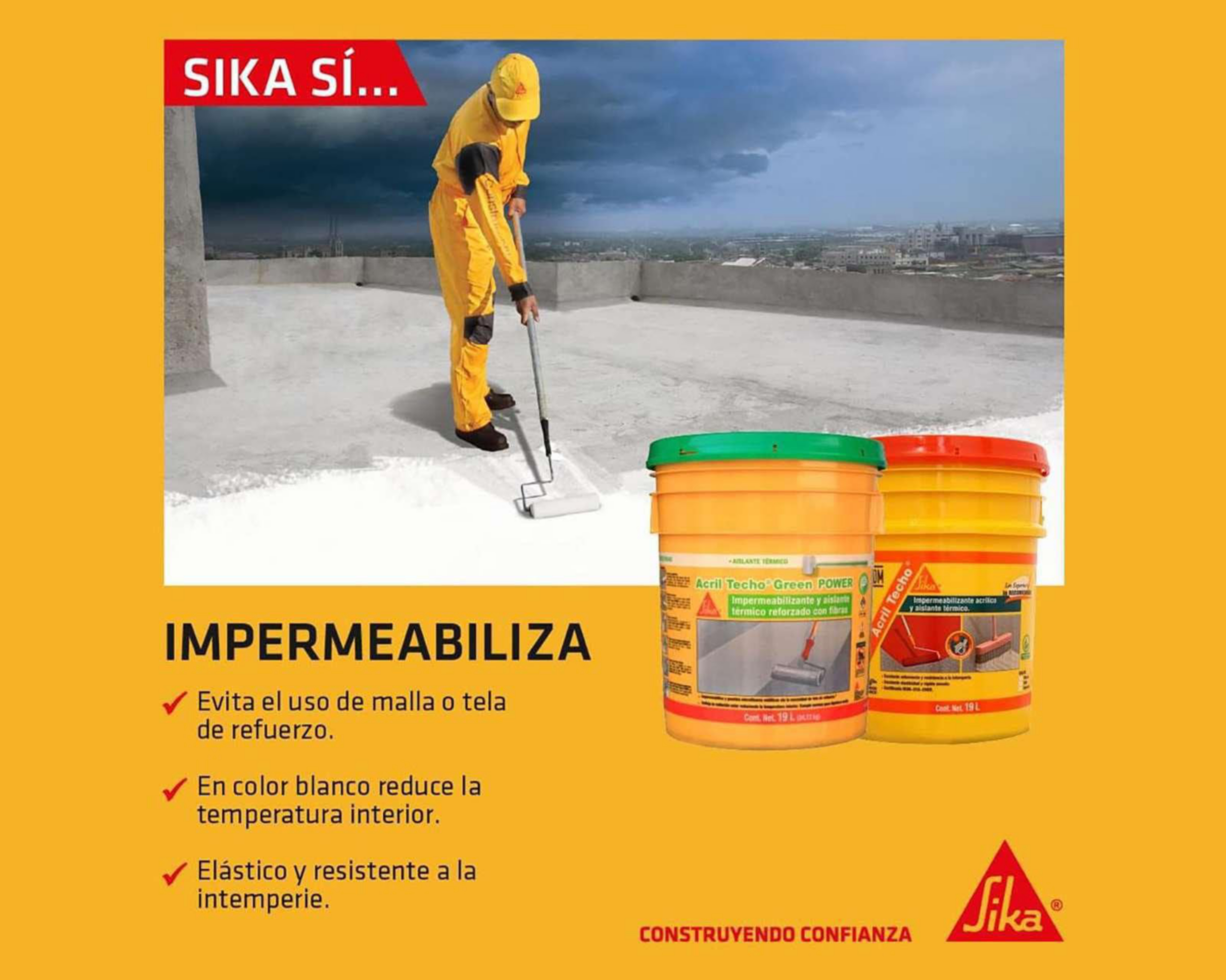 Foto 5 pulgar | Impermeabilizante Acrílico Sika Blanco 18 l