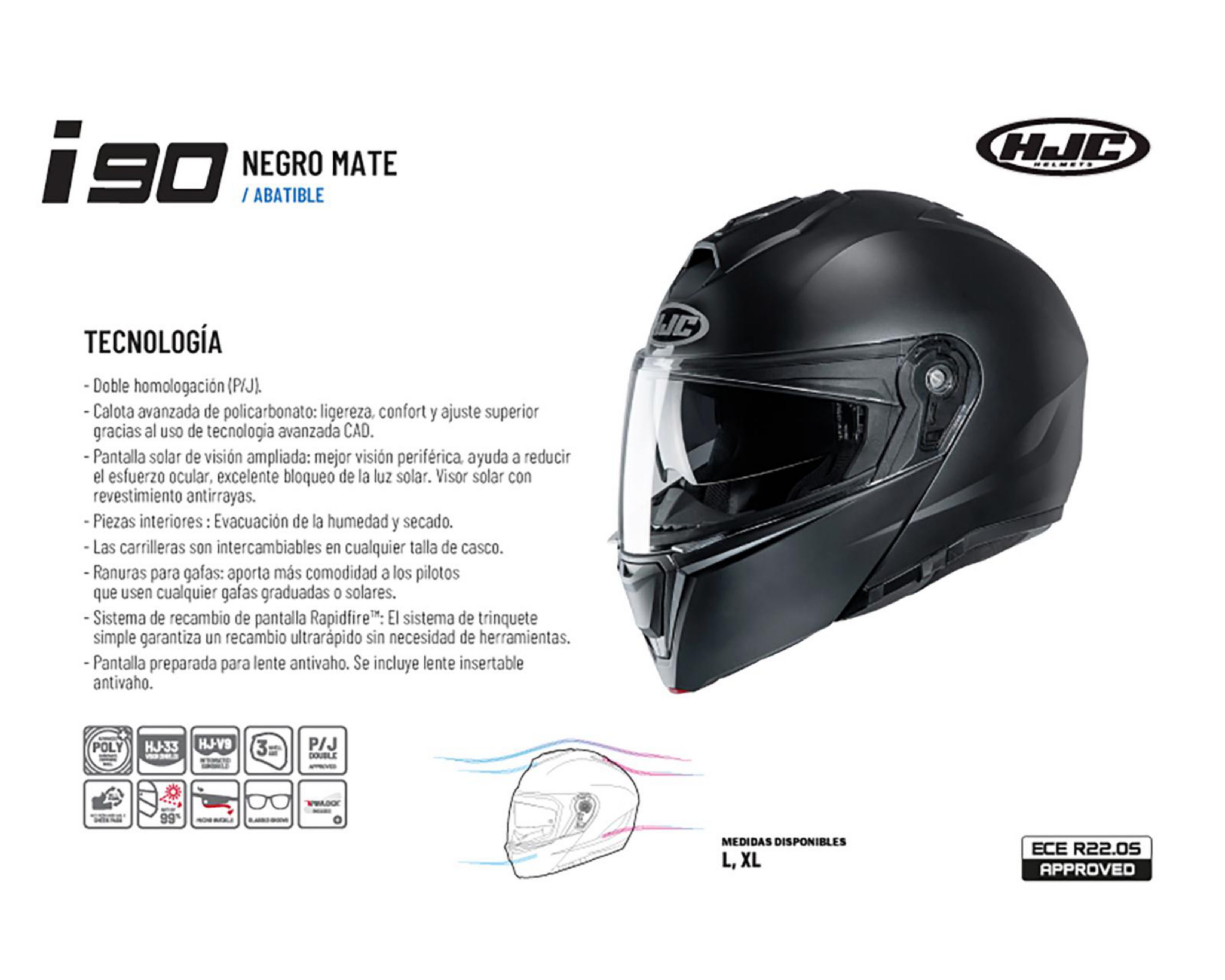 Foto 6 pulgar | Casco para Motociclista Hjc Grande Negro