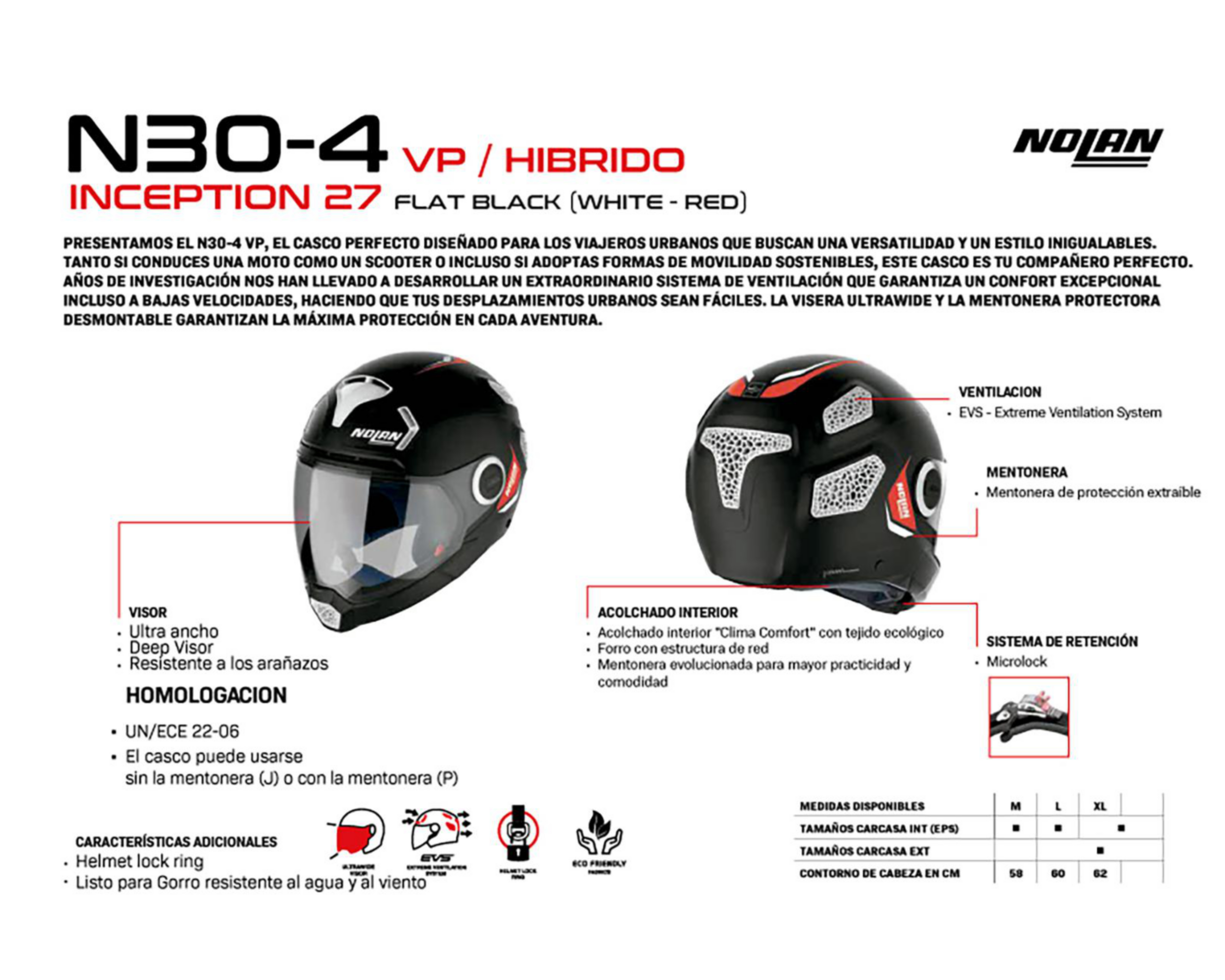 Foto 5 | Casco para Motociclista Nolan Mediano Negro