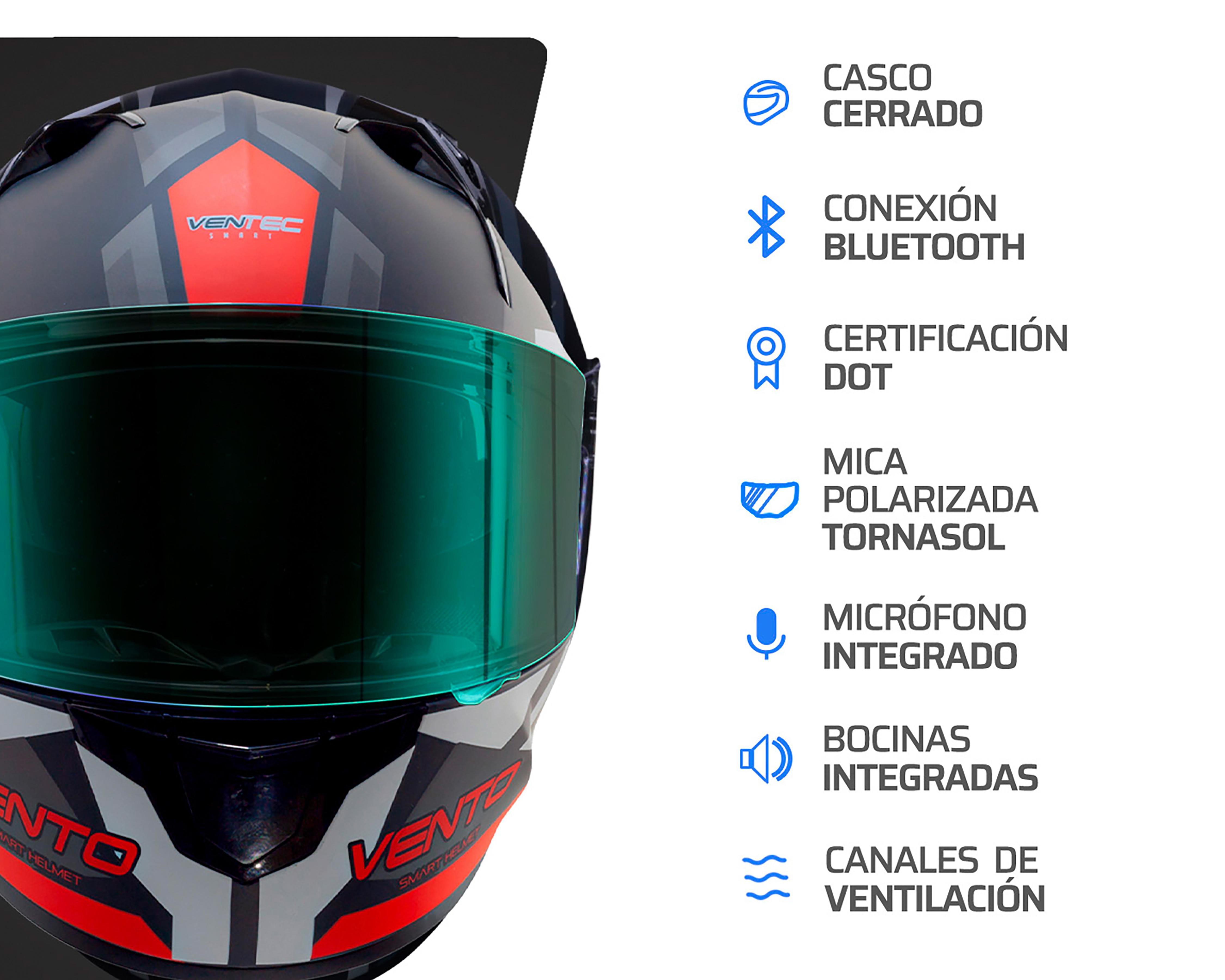 Foto 7 pulgar | Casco para Motociclista Vento Mediano Gris con Certificación DOT