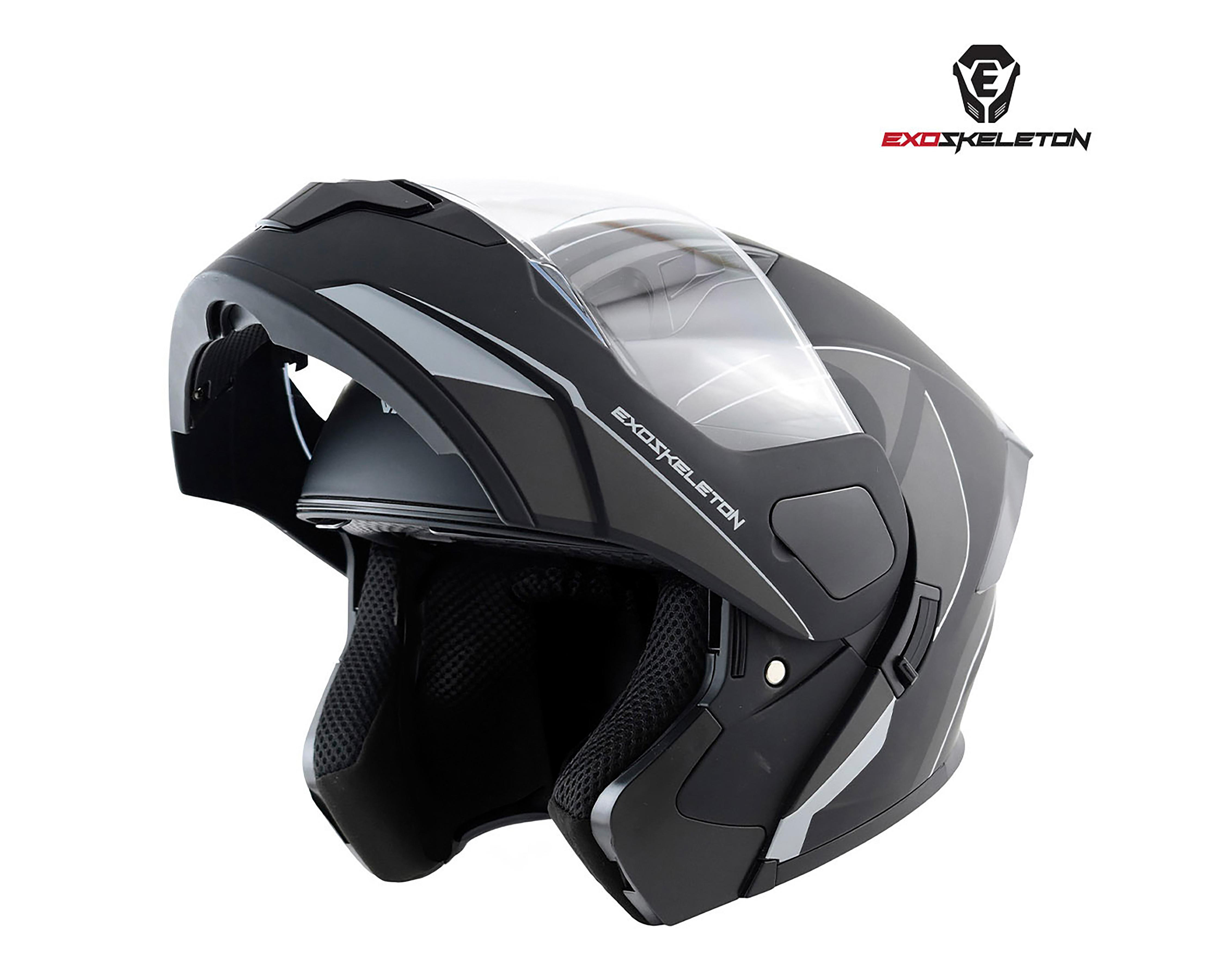 Foto 5 pulgar | Casco para Motociclista Exoskeleton Extragrande Negro Ajustable