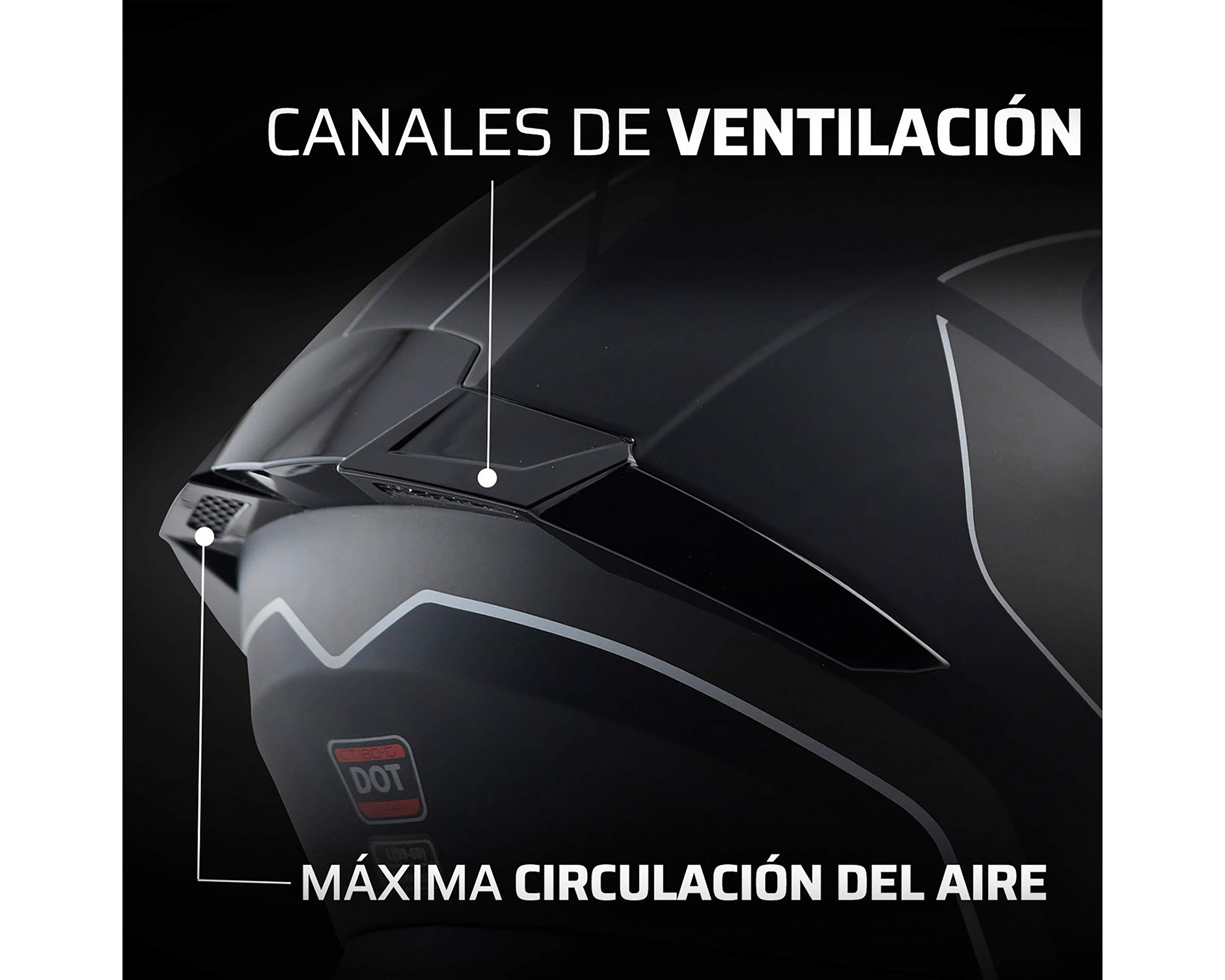 Foto 6 | Casco para Motociclista Exoskeleton Grande Negro Ajustable