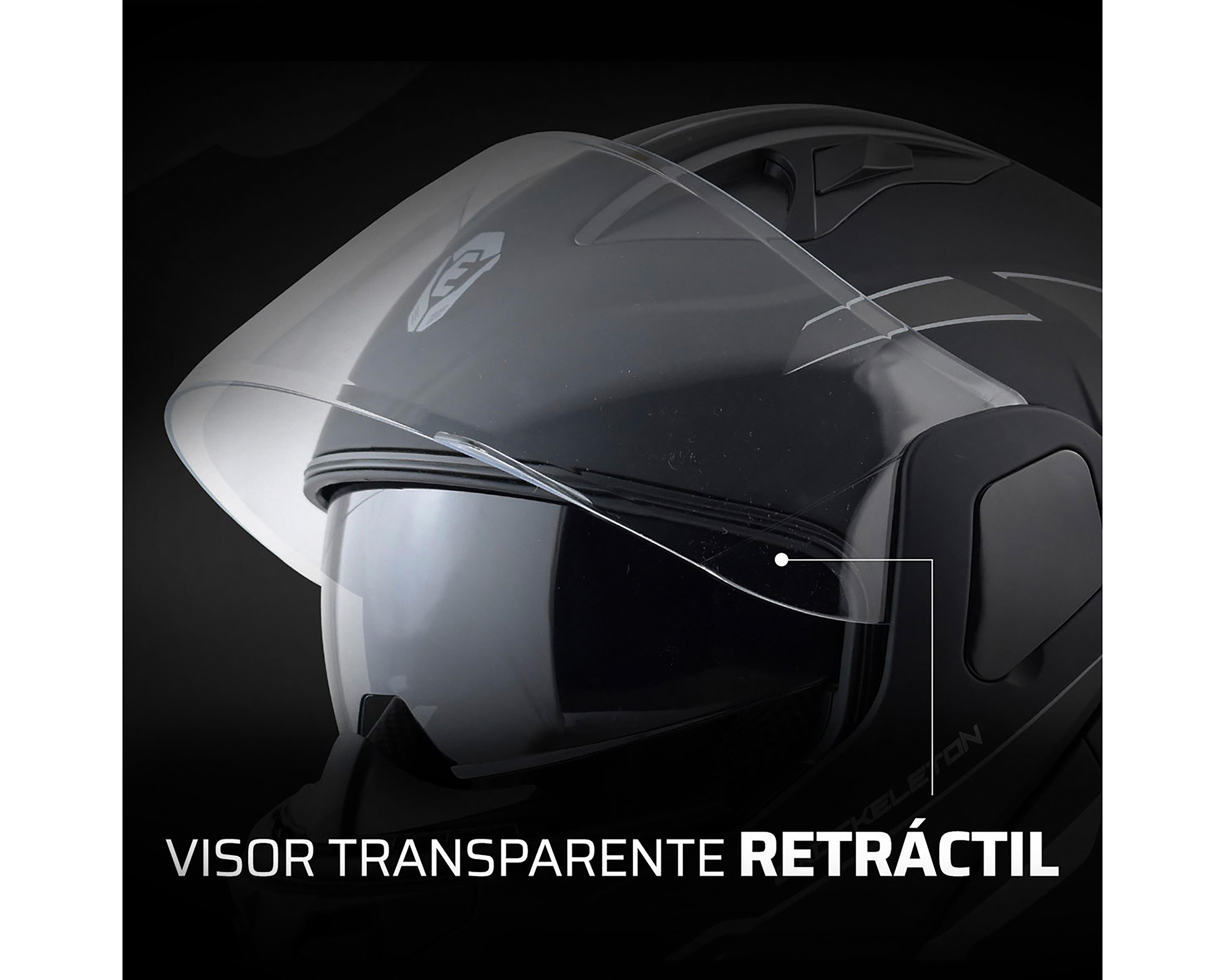 Foto 8 pulgar | Casco para Motociclista Exoskeleton Grande Negro Ajustable