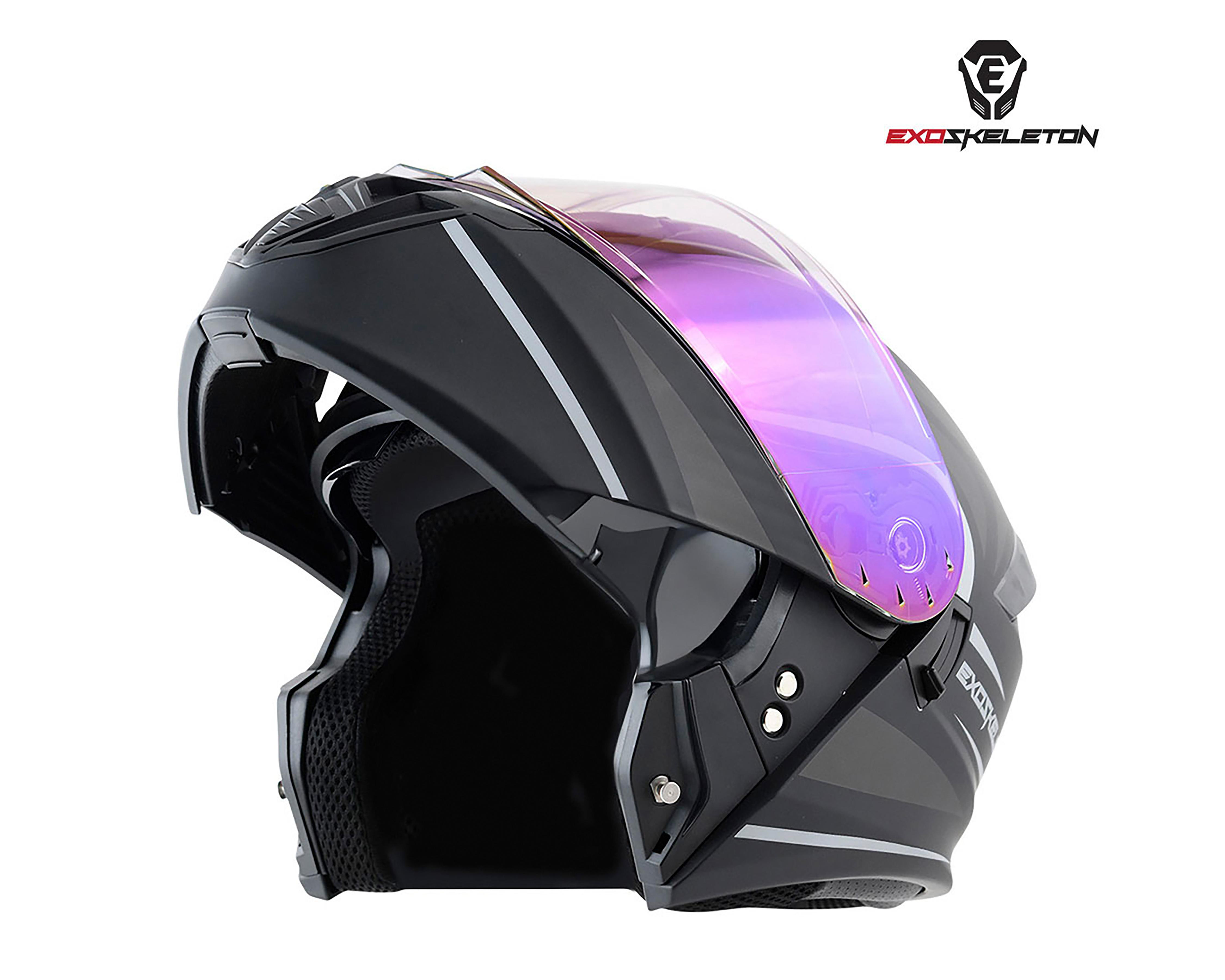 Foto 5 pulgar | Casco para Motociclista Exoskeleton Extragrande Negro