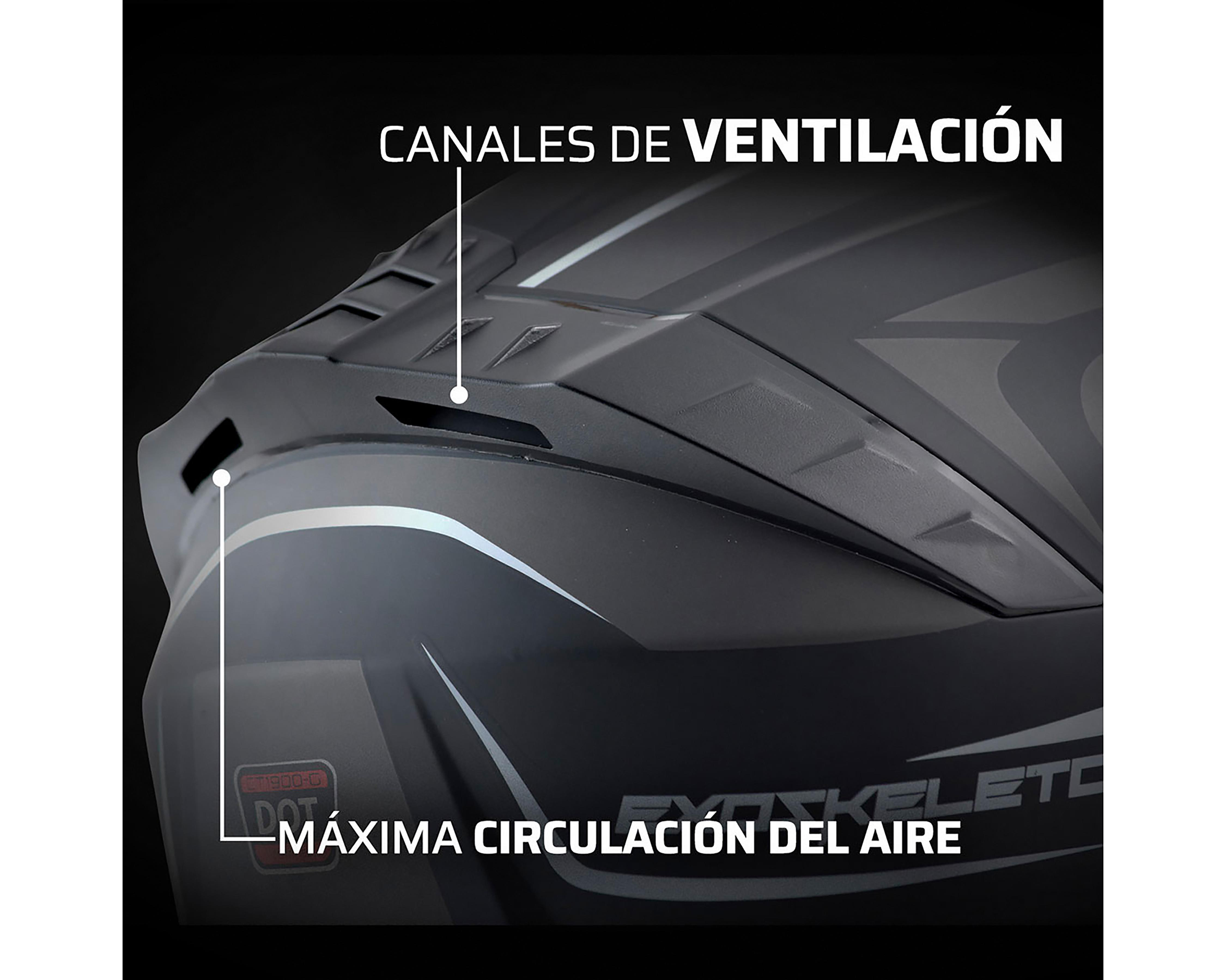 Foto 7 pulgar | Casco para Motociclista Exoskeleton Grande Negro