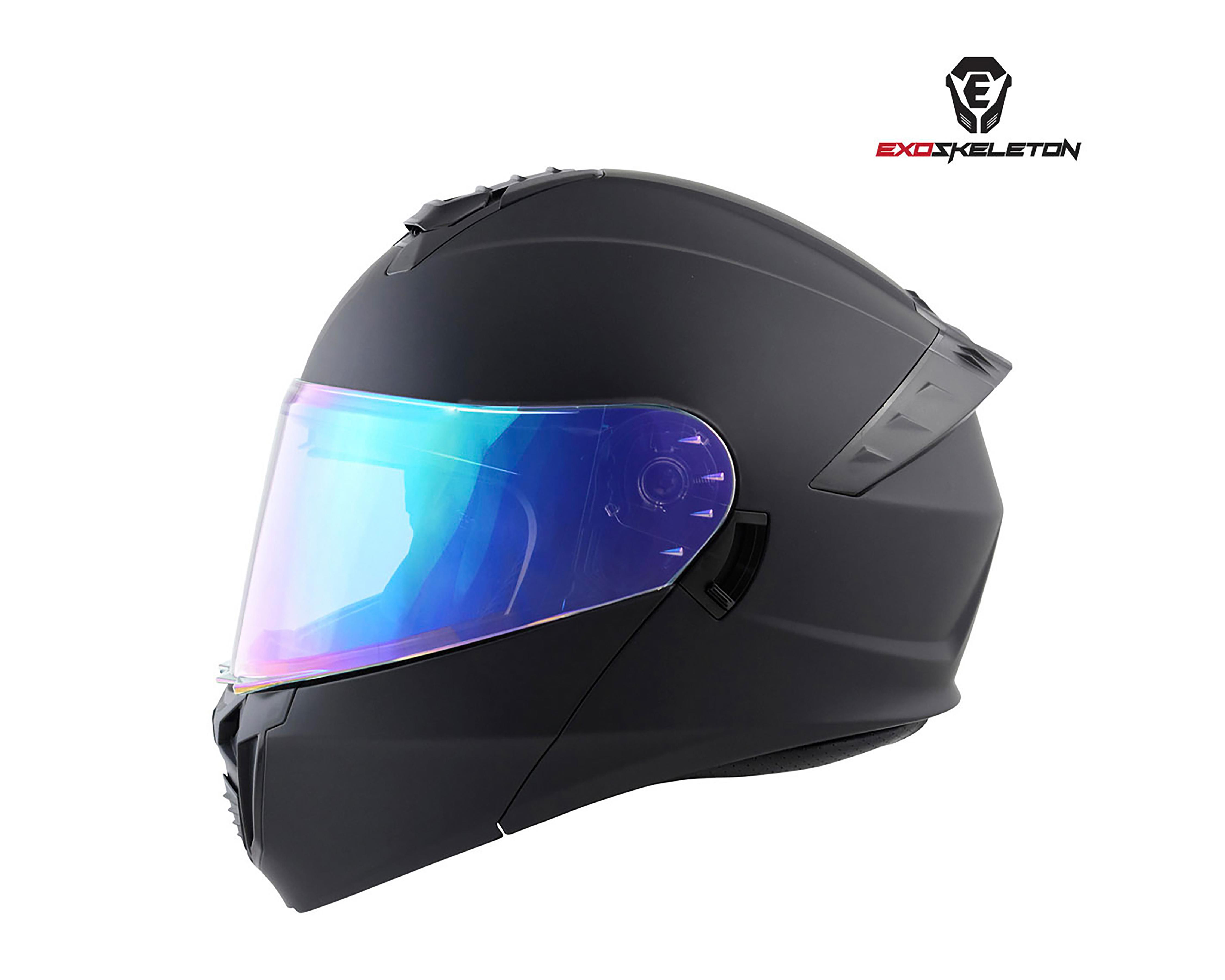 Foto 3 pulgar | Casco para Motociclista Exoskeleton Extragrande Negro Ajustable