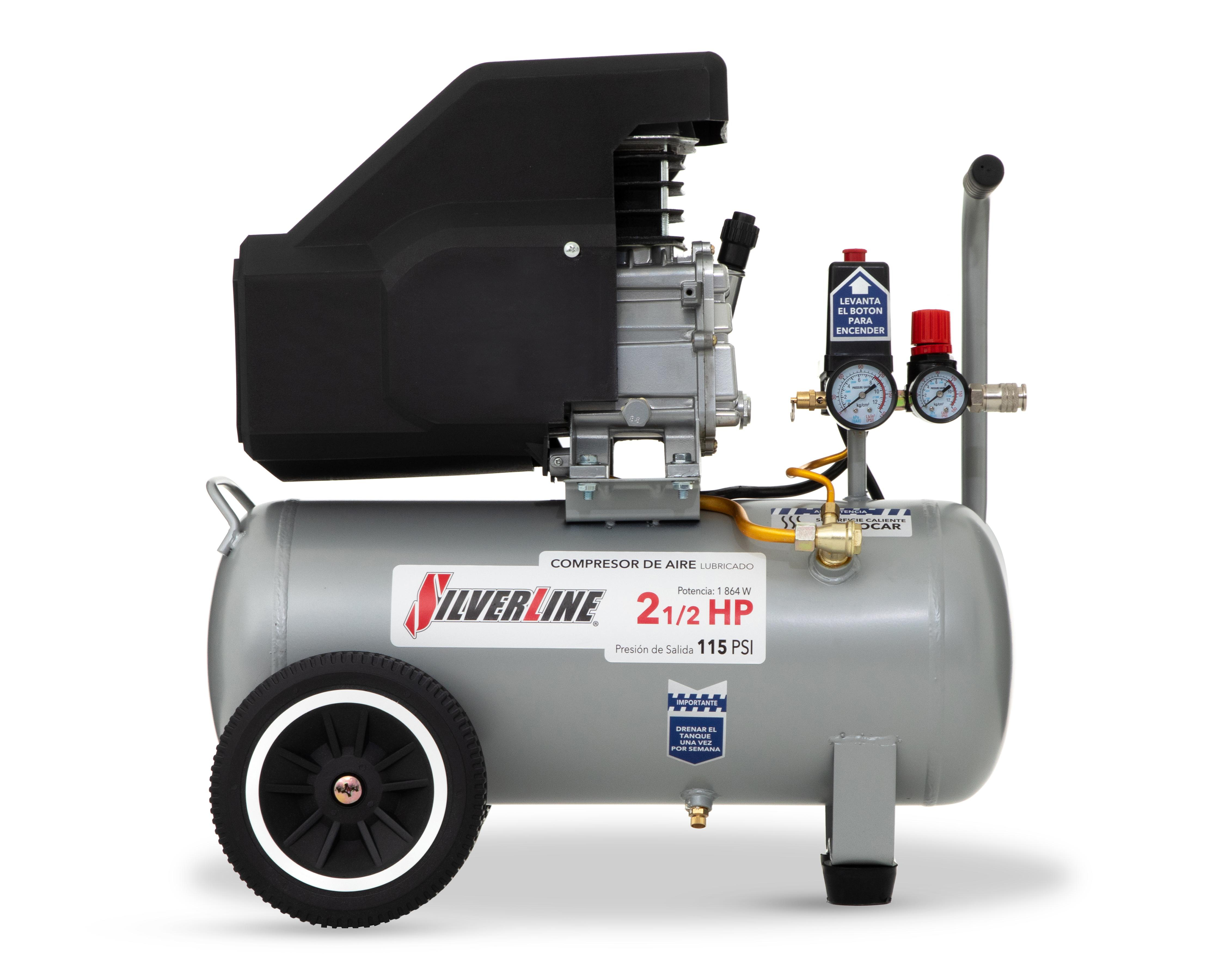 Compresor de Aire Silverline Lubricado 115 psi 24 L 127 V $2,799