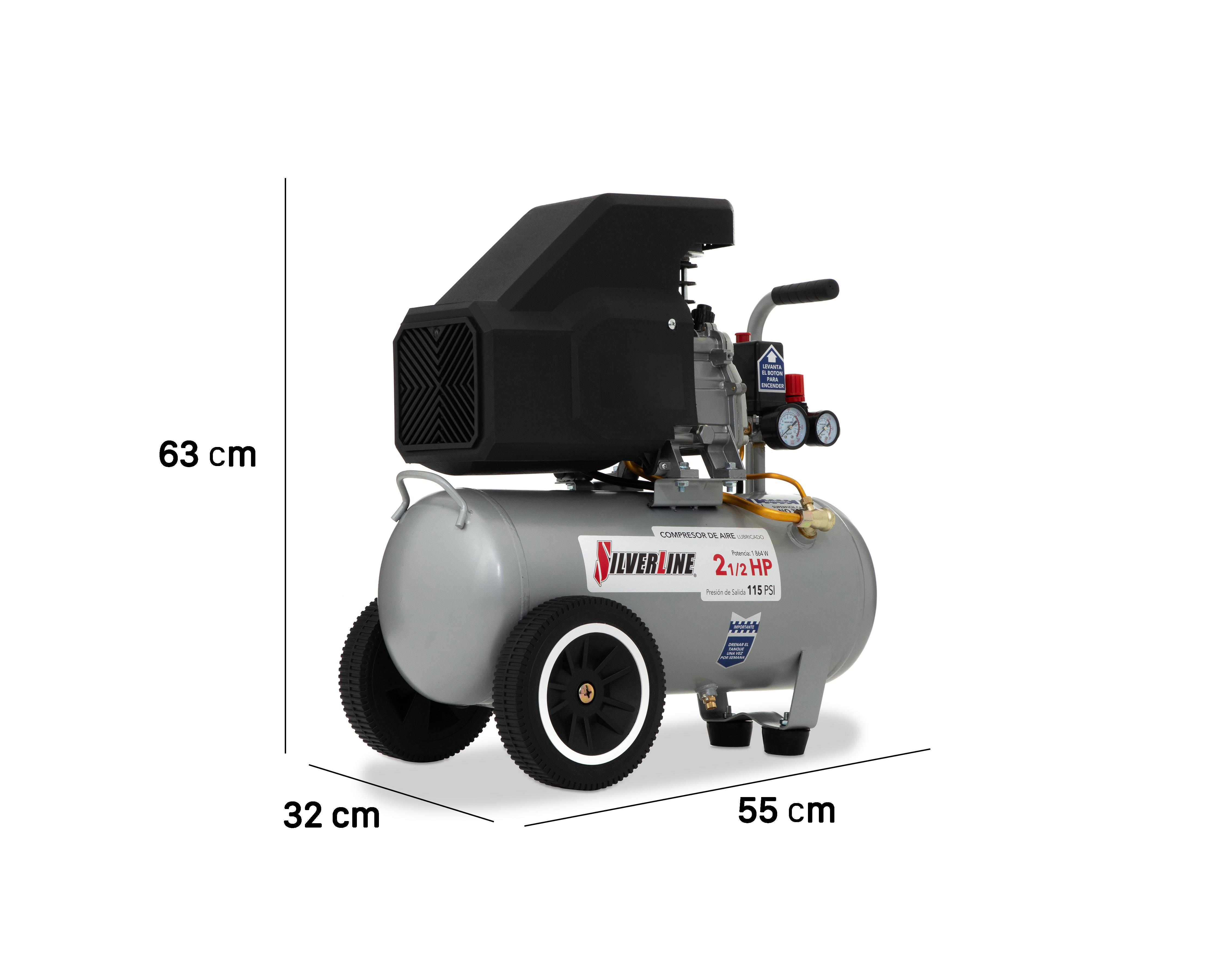 Foto 6 pulgar | Compresor de Aire Silverline Lubricado 115 psi 24 L 127 V