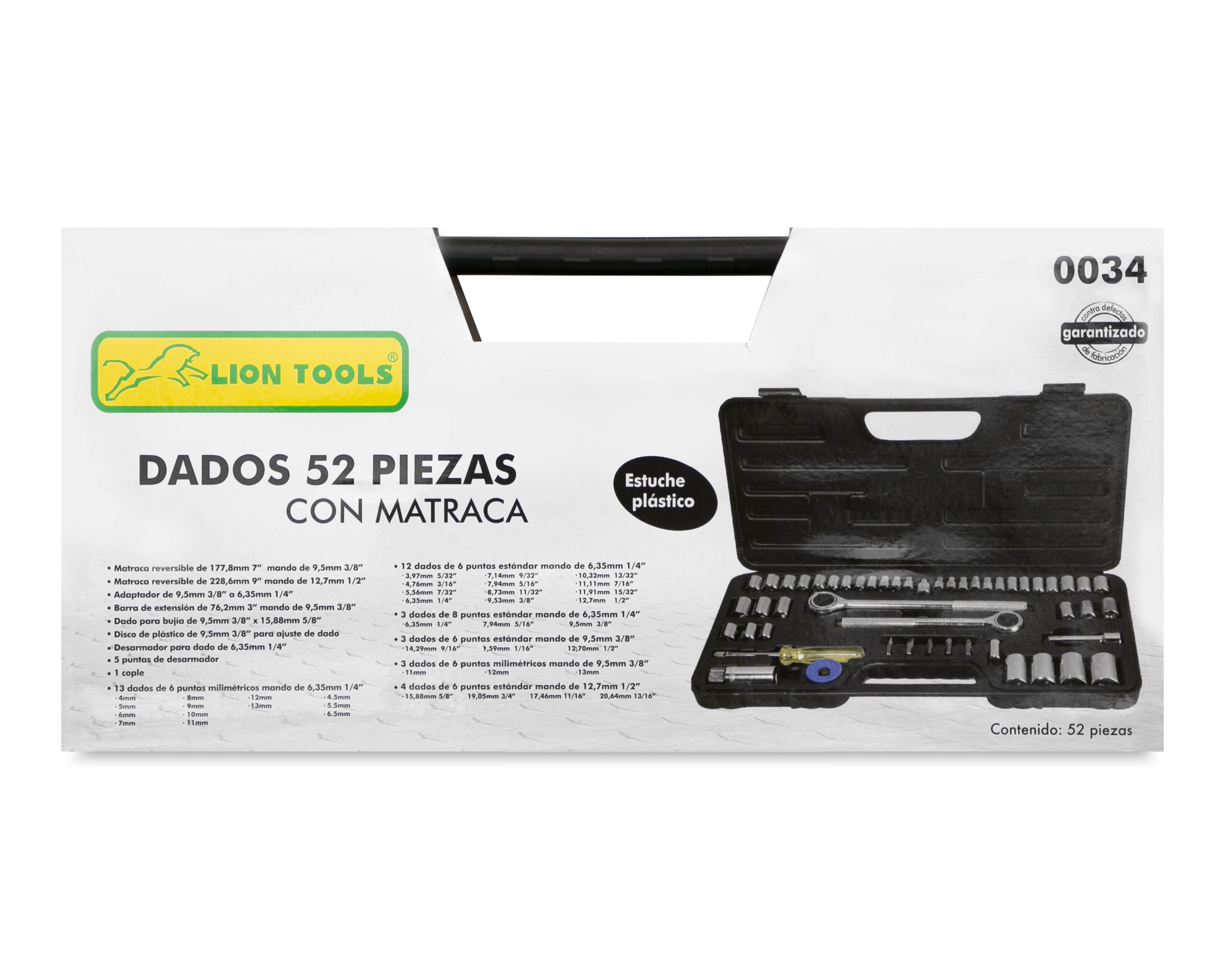 Foto 4 | Juego de Dados Lion Tools con Matraca 52 Piezas