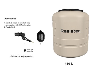 Foto 4 | Tinaco Resistec Rotoplas 450 L con 2 Accesorios