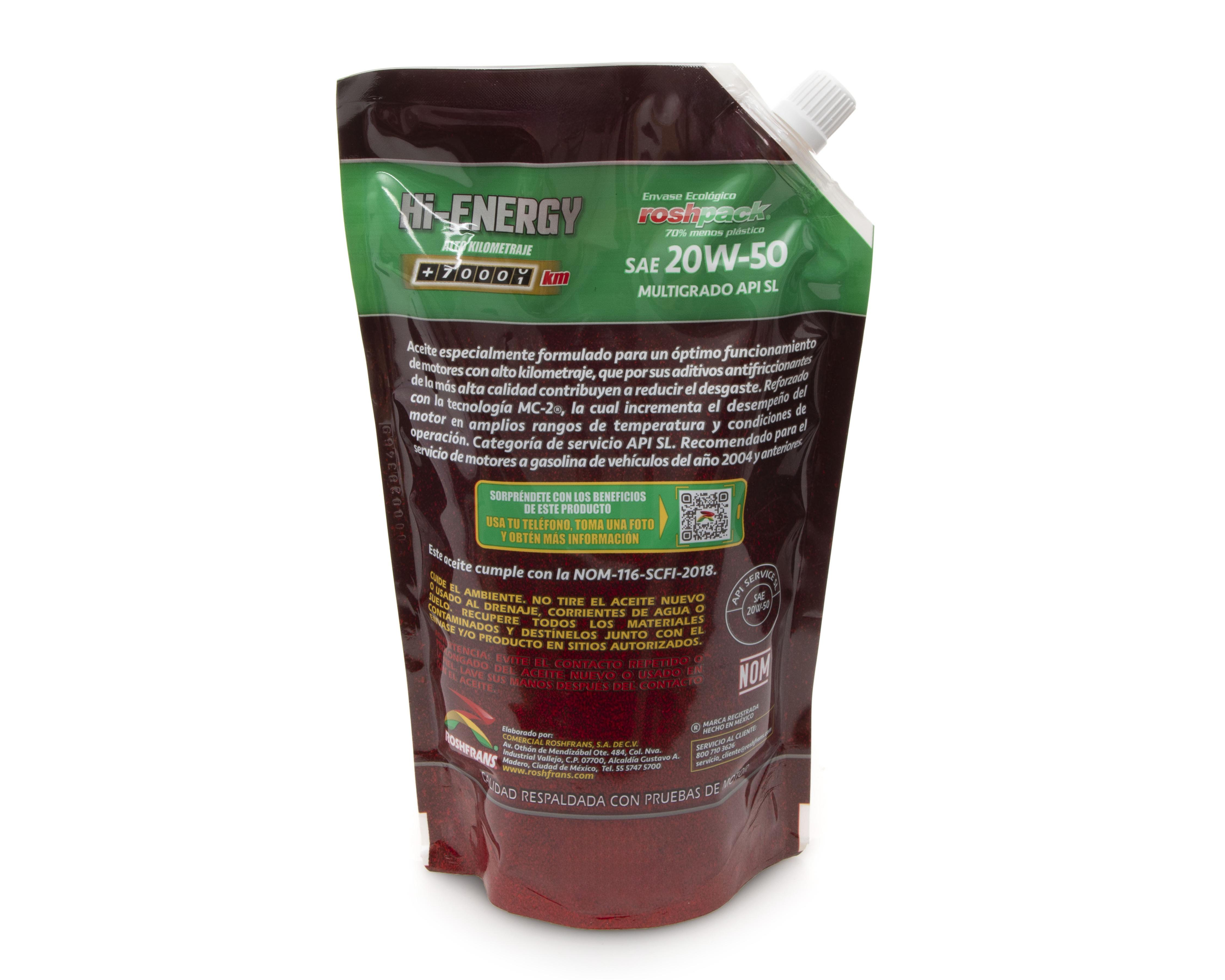 Foto 2 | Aceite para Motor 20W-50 Roshfrans Hi-Energy 950 ml