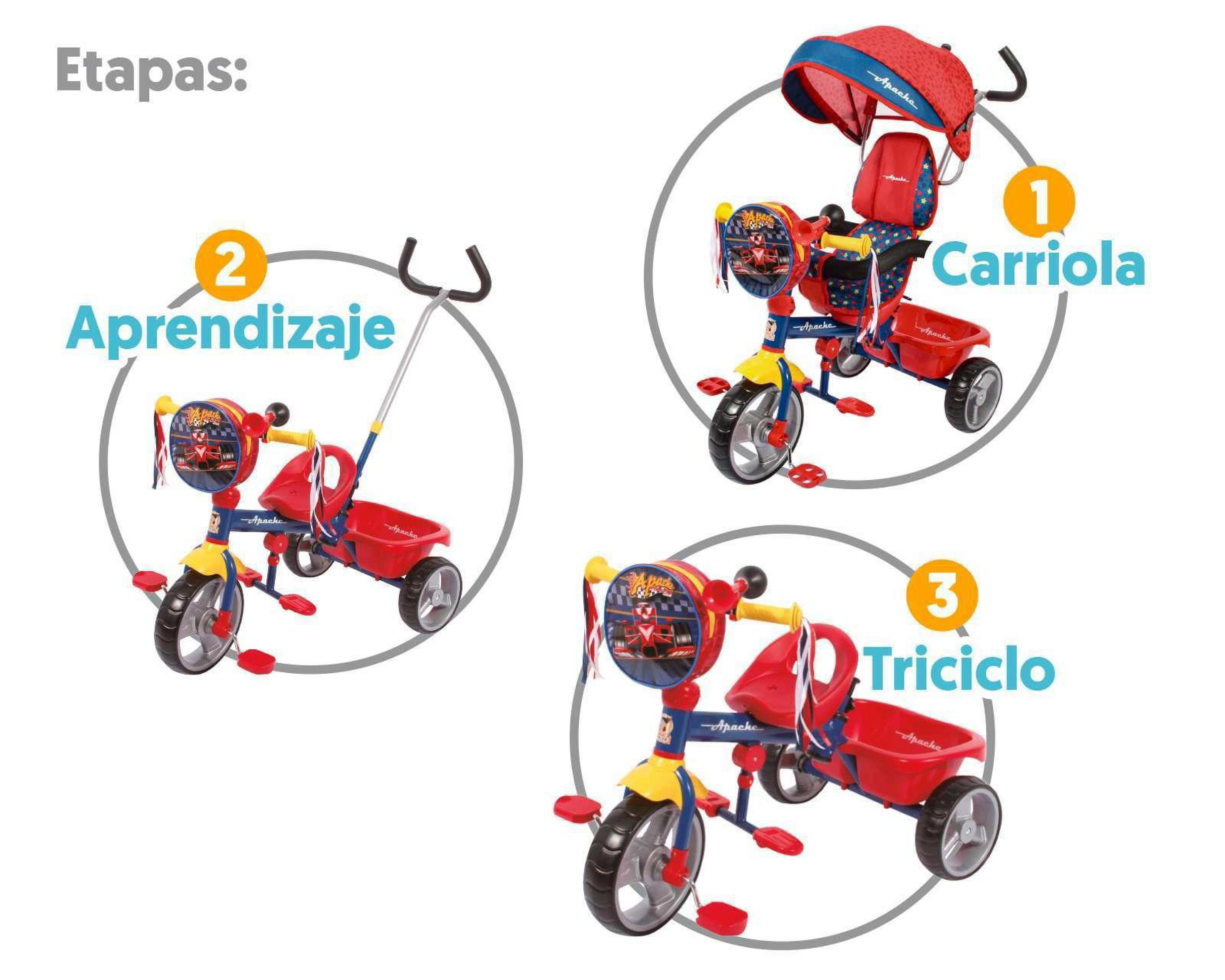 Foto 3 | Triciclo Apache STAP-A color Rojo