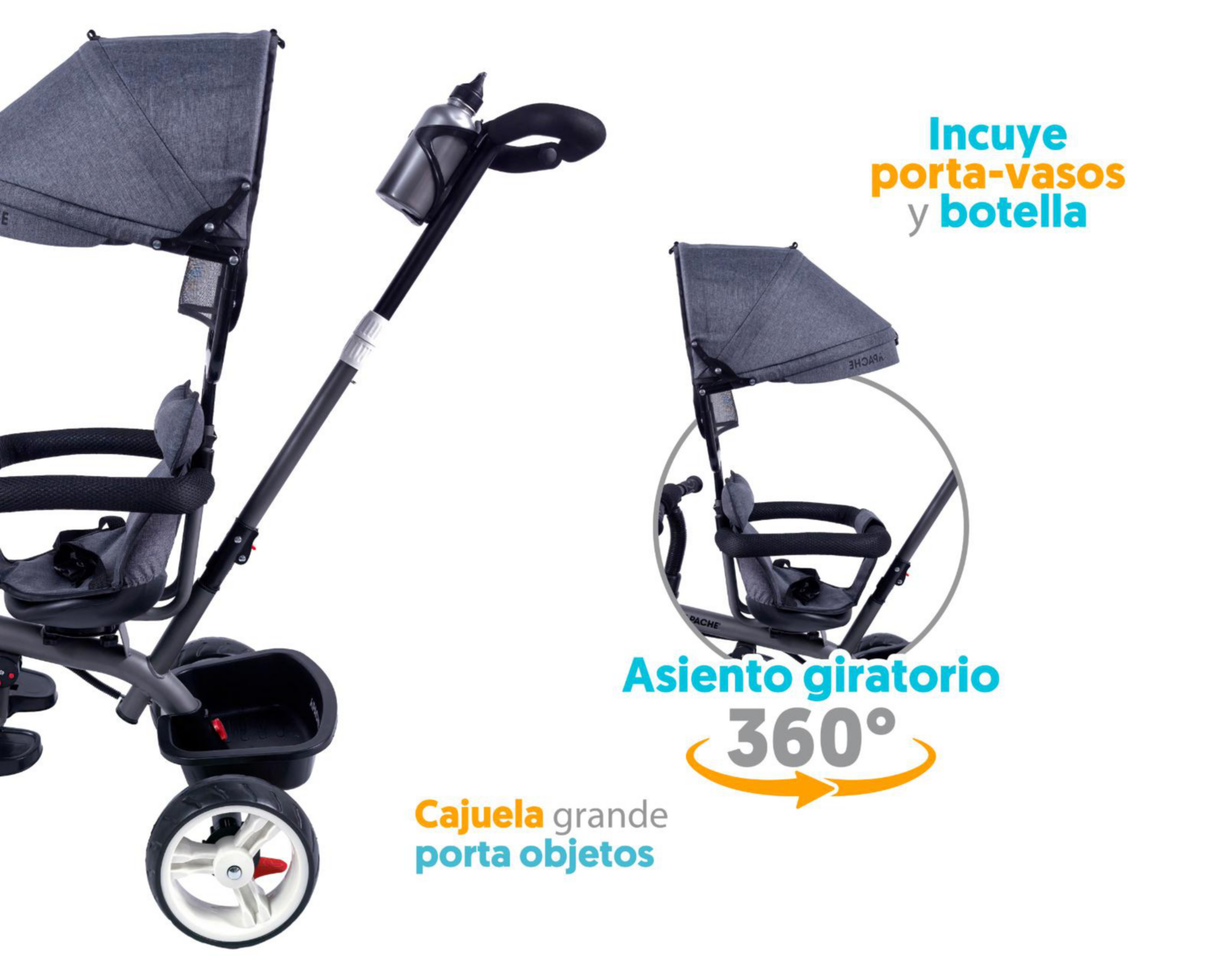 Foto 3 pulgar | Triciclo Etapas Apache Giro 360