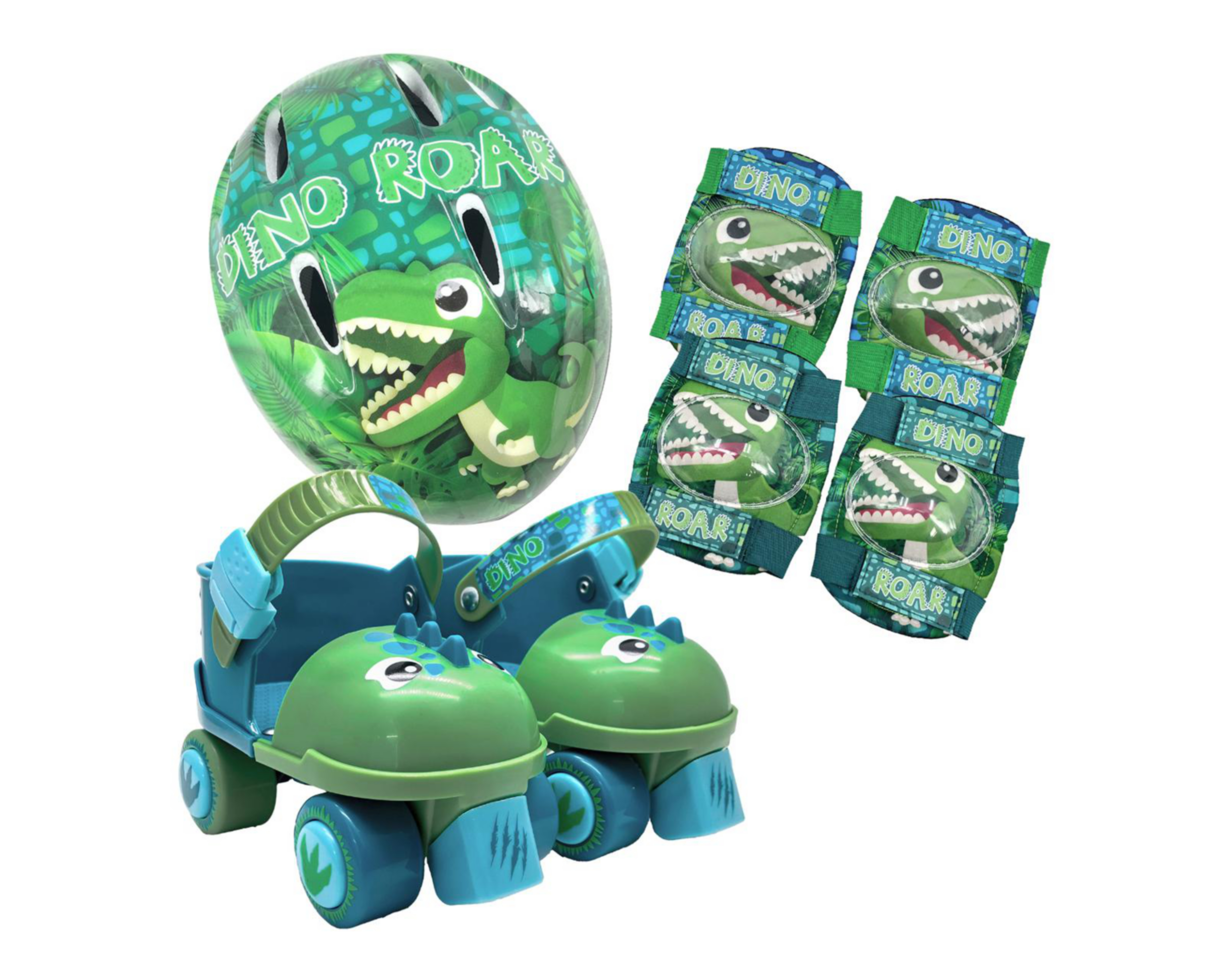 Patines para Niño de 4 Ruedas Apache Dino 3D con Casco