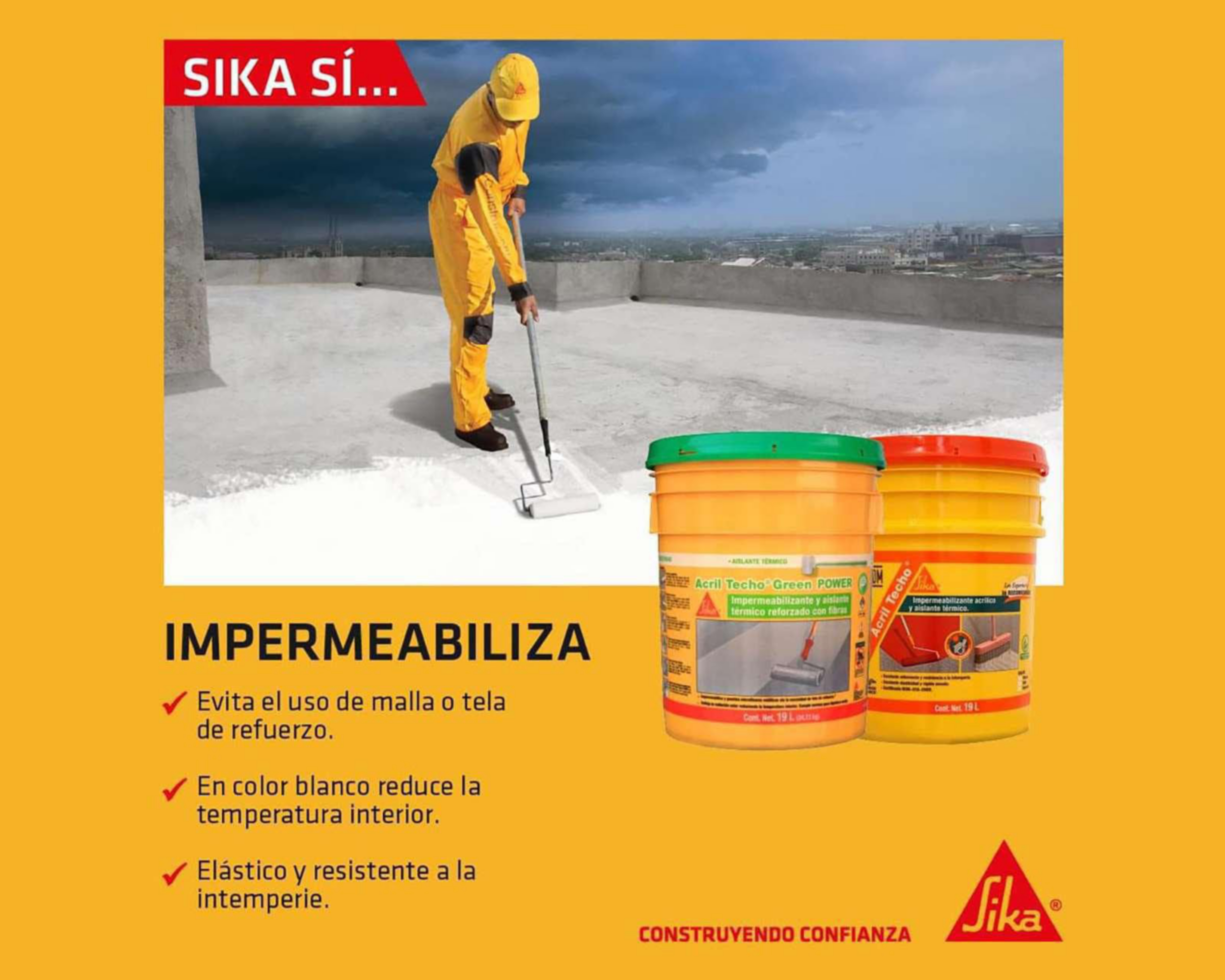 Foto 3 pulgar | Impermeabilizante Acrílico Rojo Sika 19 l