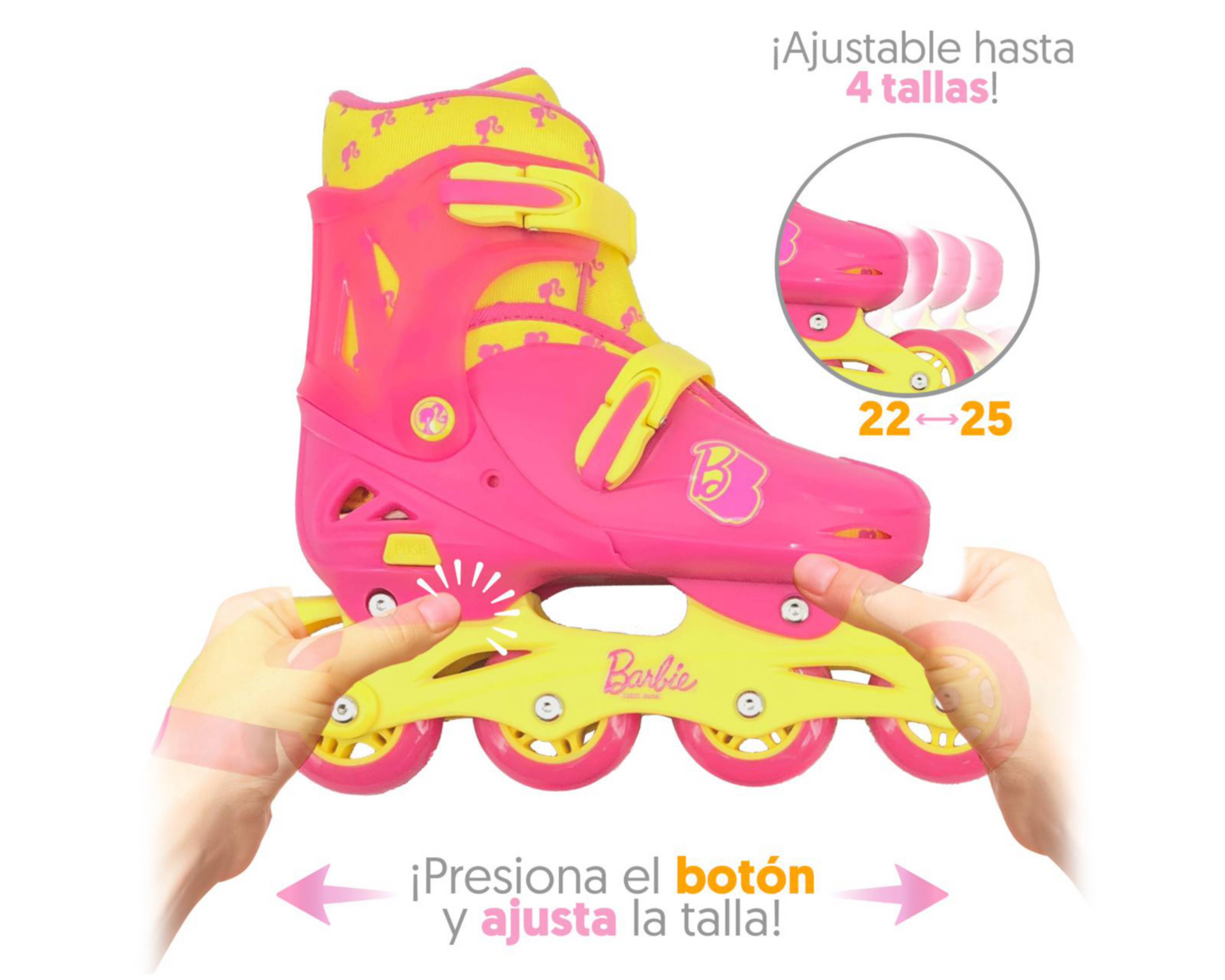 Foto 4 pulgar | Patines para Niña de 4 Ruedas Apache Barbie Ajustables
