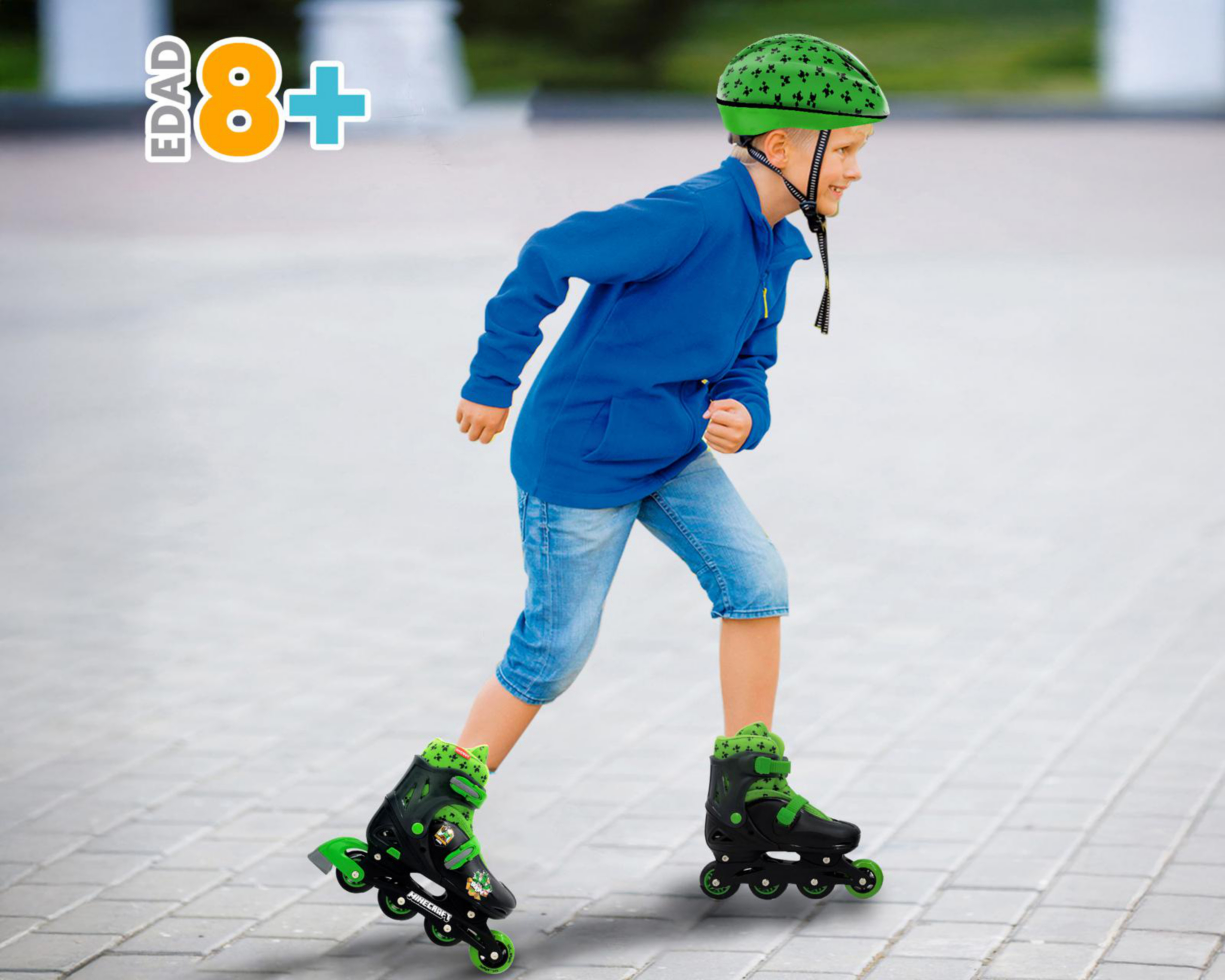 Foto 7 pulgar | Patines para Niño de 4 Ruedas Apache Minecraft Ajustables