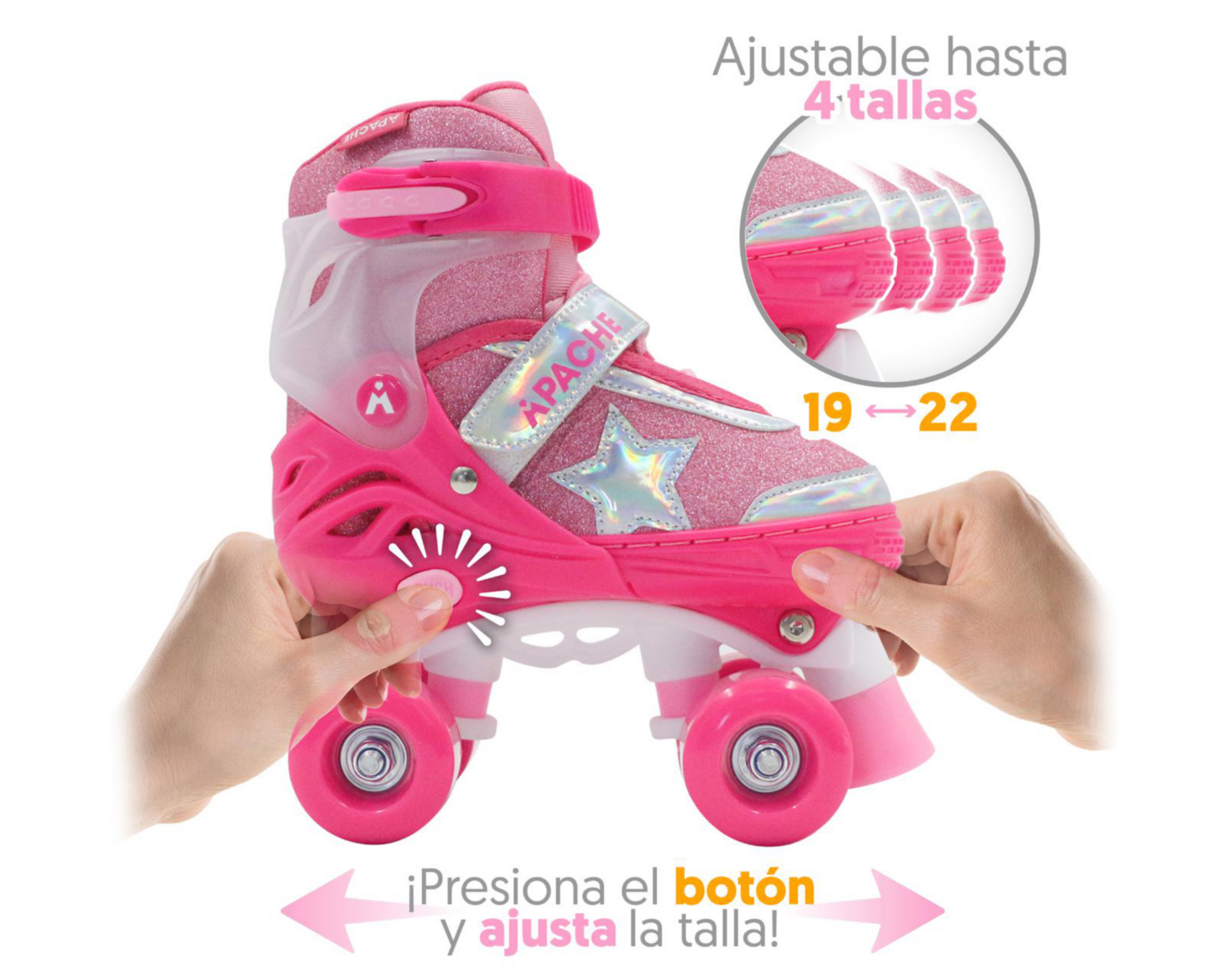Foto 3 pulgar | Patines para Niña de 4 Ruedas Apache Quad Ajustables