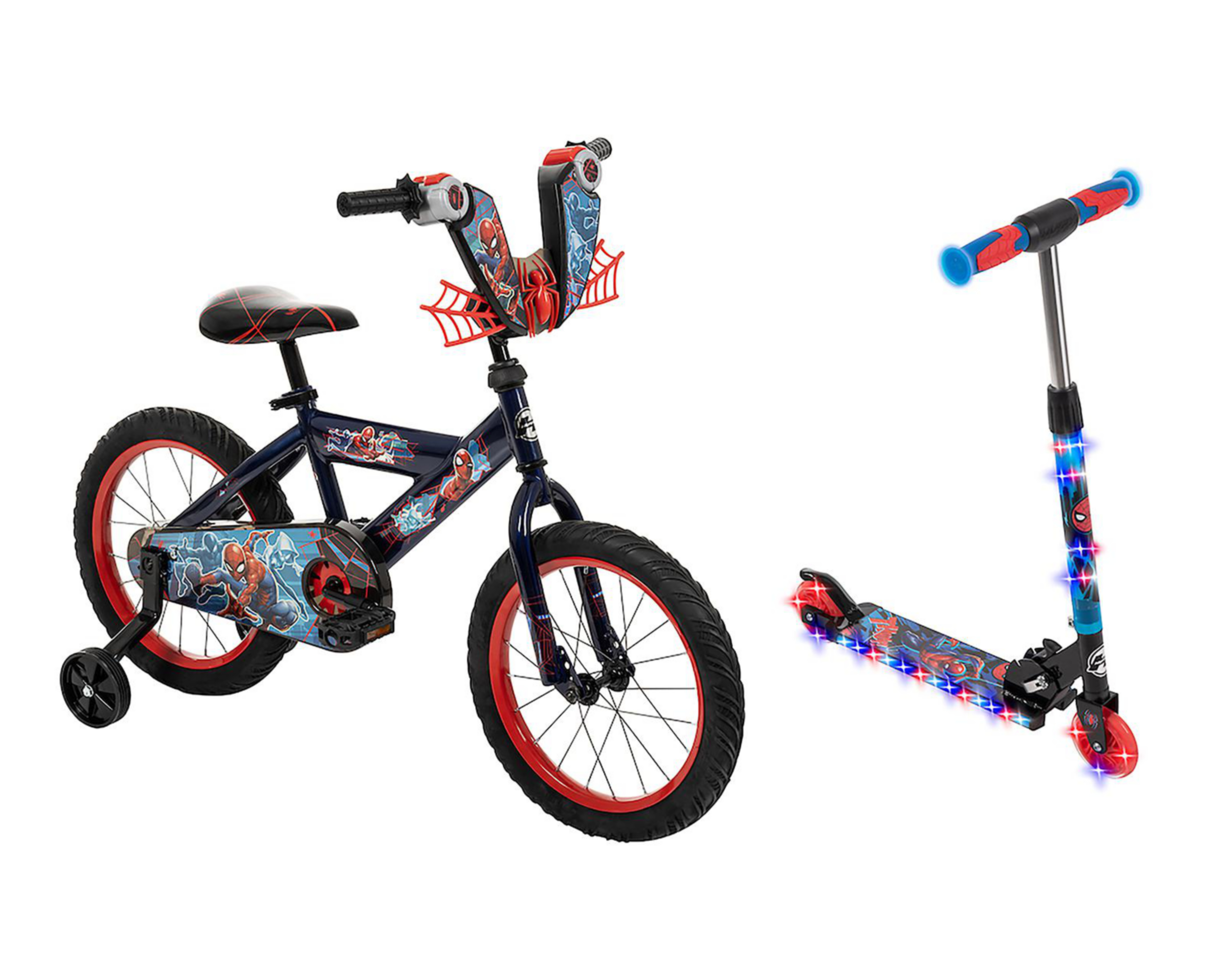 Foto 2 pulgar | Bicicleta y Scooter Infantil Huffy Spider-Man Rodada 16 Negra