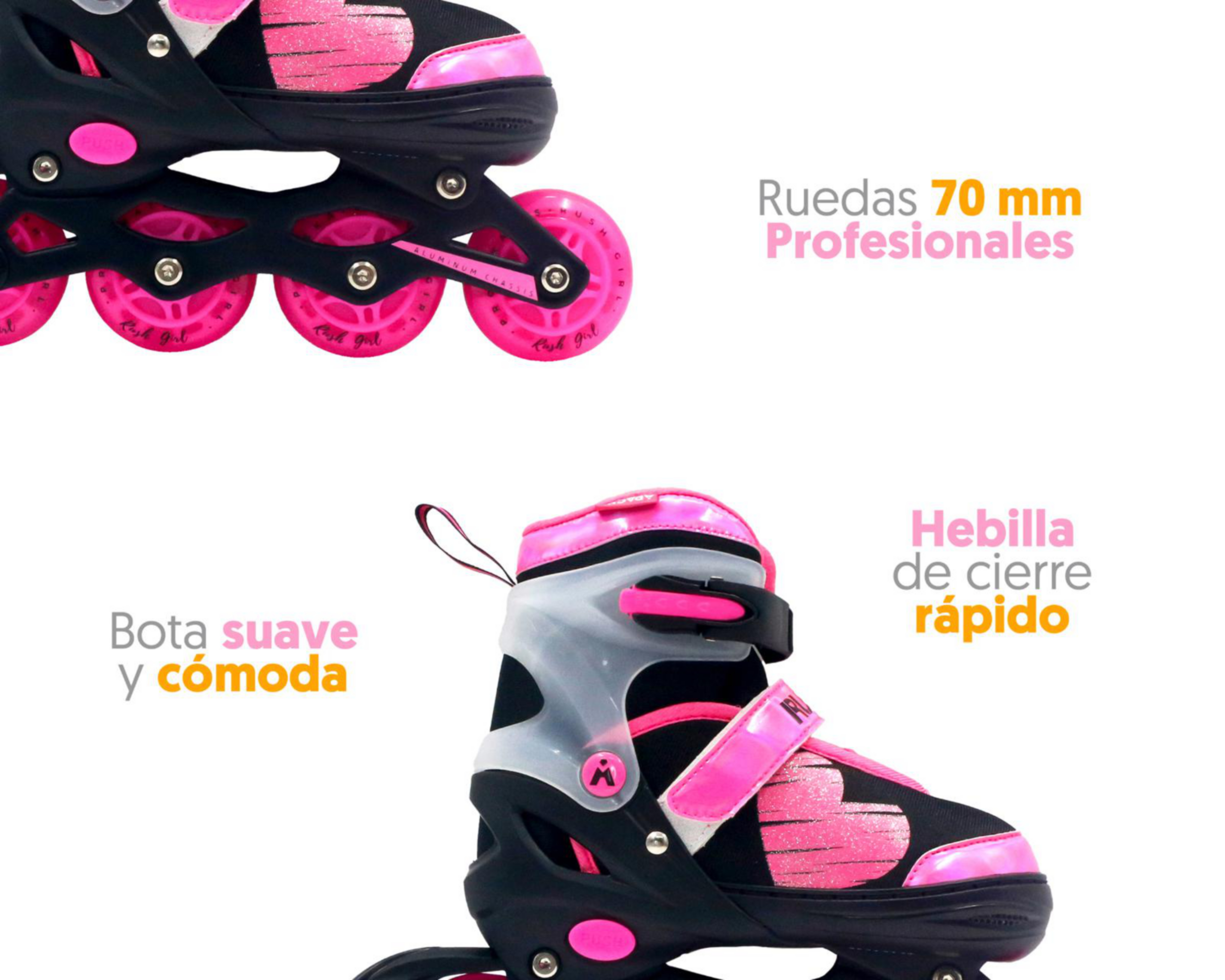 Foto 7 pulgar | Patines para Niña Apache Rush Girl Ajustables