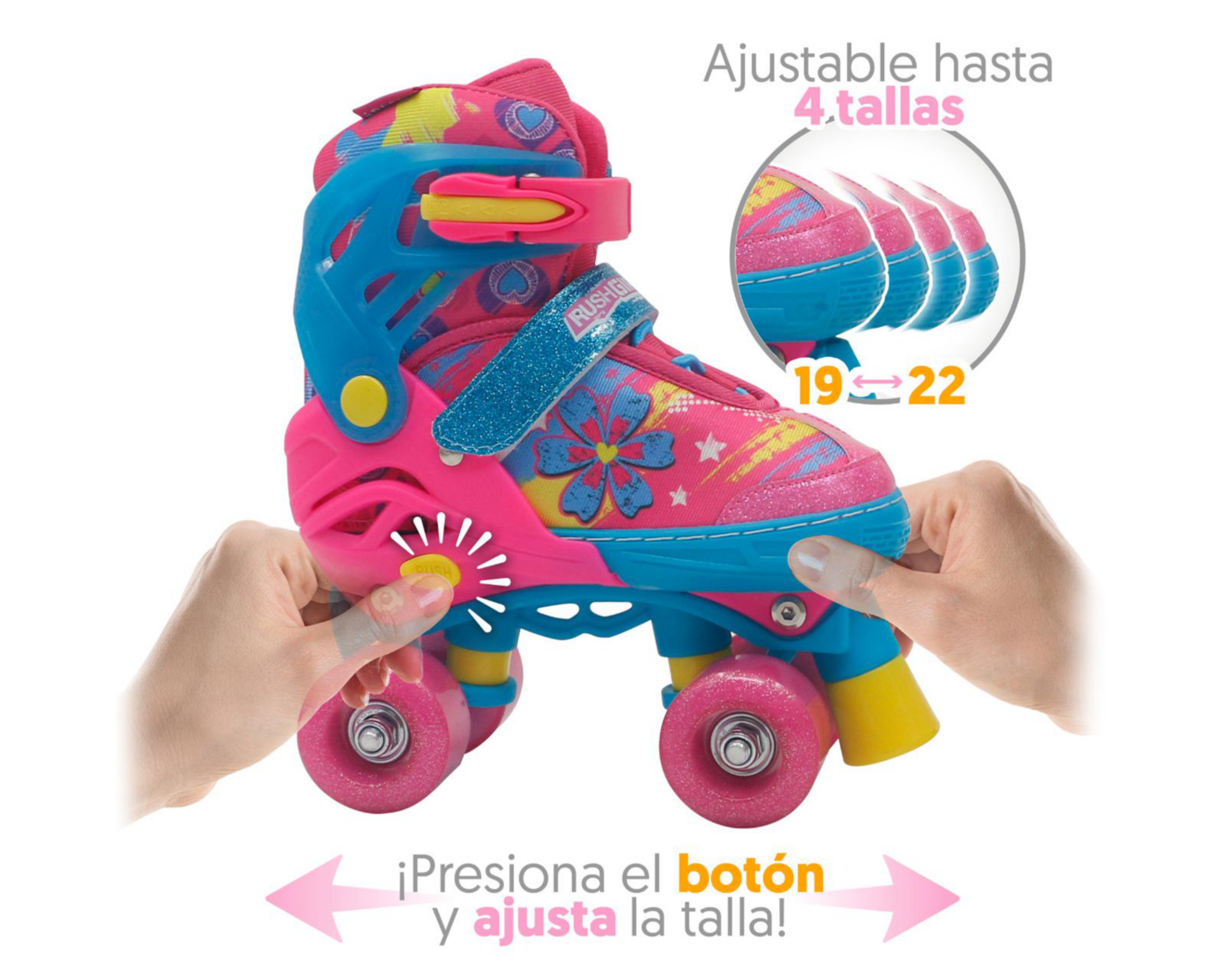 Foto 3 pulgar | Patines para Niña de 4 Ruedas Apache Rush Girl Ajustables