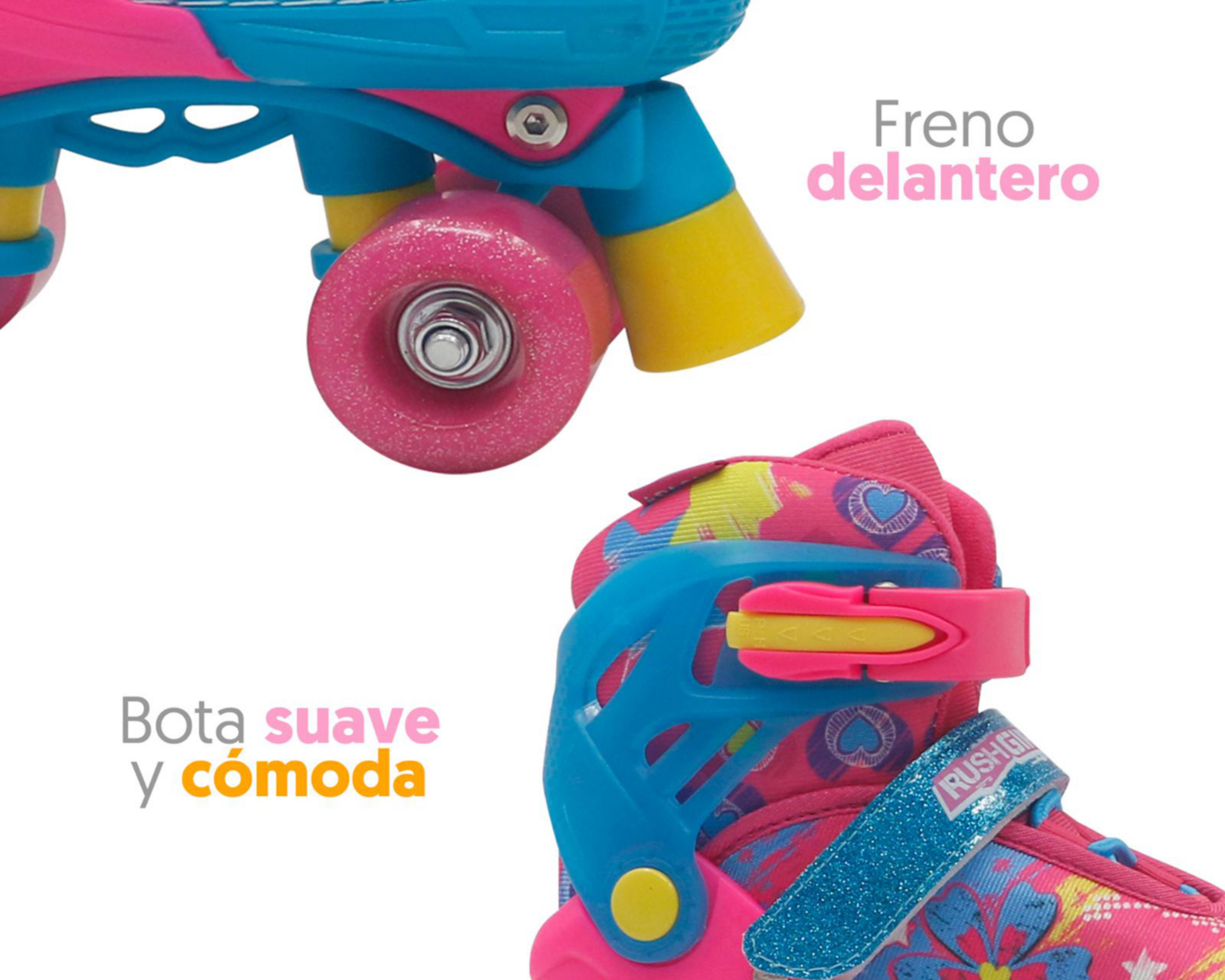 Foto 4 pulgar | Patines para Niña de 4 Ruedas Apache Rush Girl Ajustables