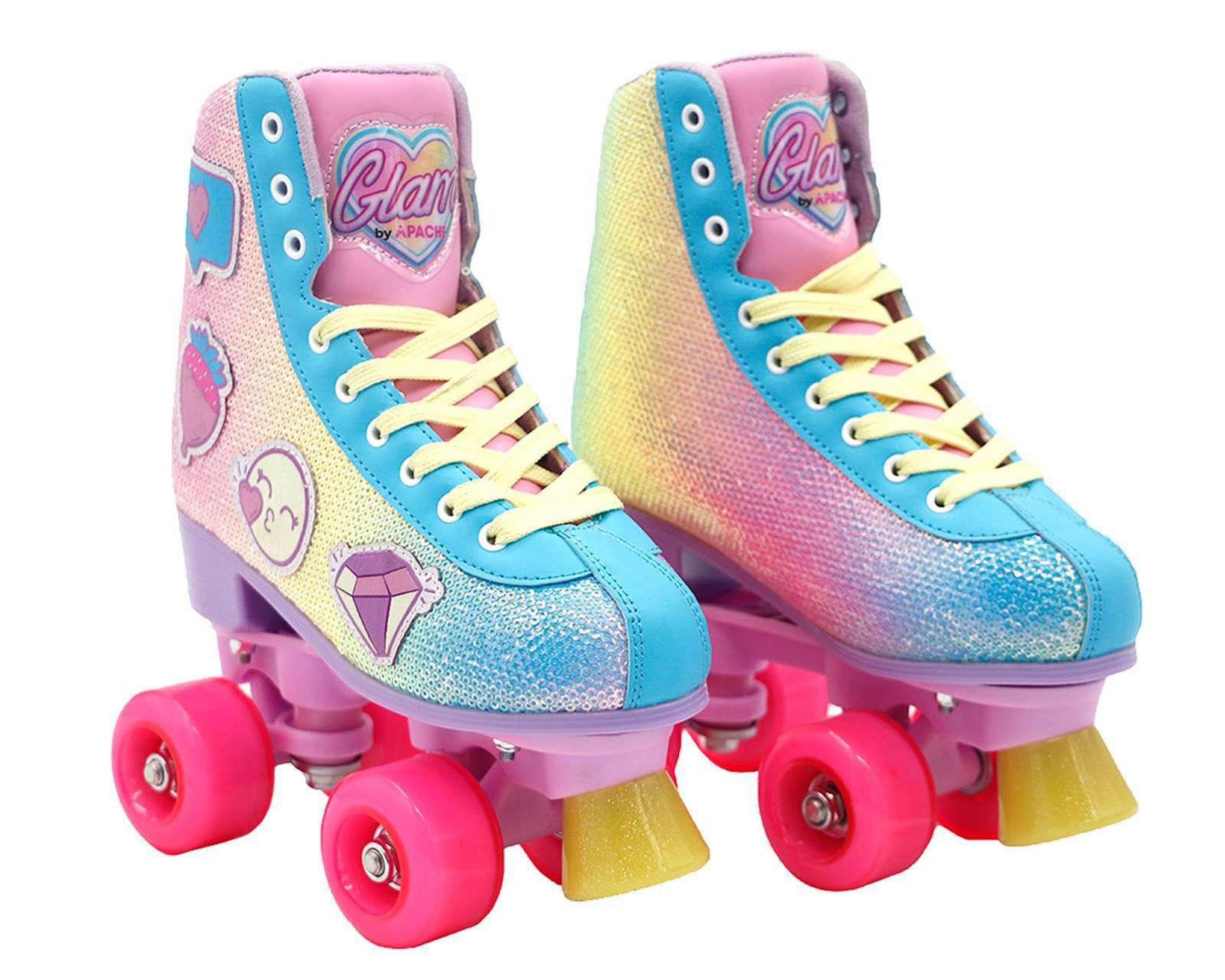 Patines Apache Emojis Brillos Azul/Rosa Talla 23