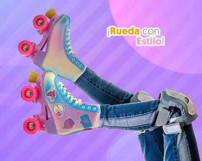 Foto 3 | Patines Apache Emojis Brillos Azul/Rosa Talla 23