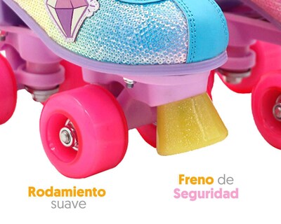 Foto 5 | Patines Apache Emojis Brillos Azul/Rosa Talla 23