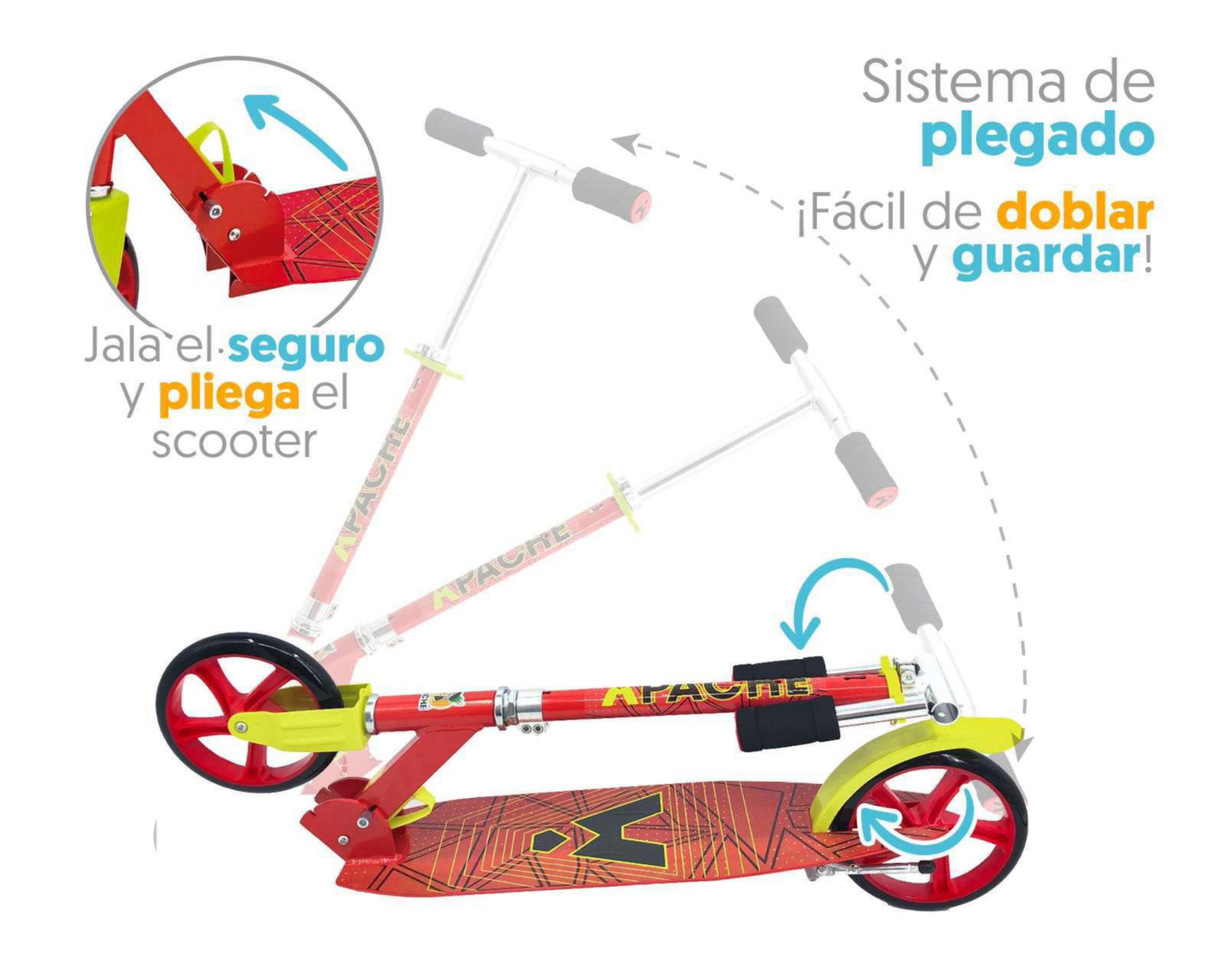 Foto 5 pulgar | Scooter Apache Wide Plegable