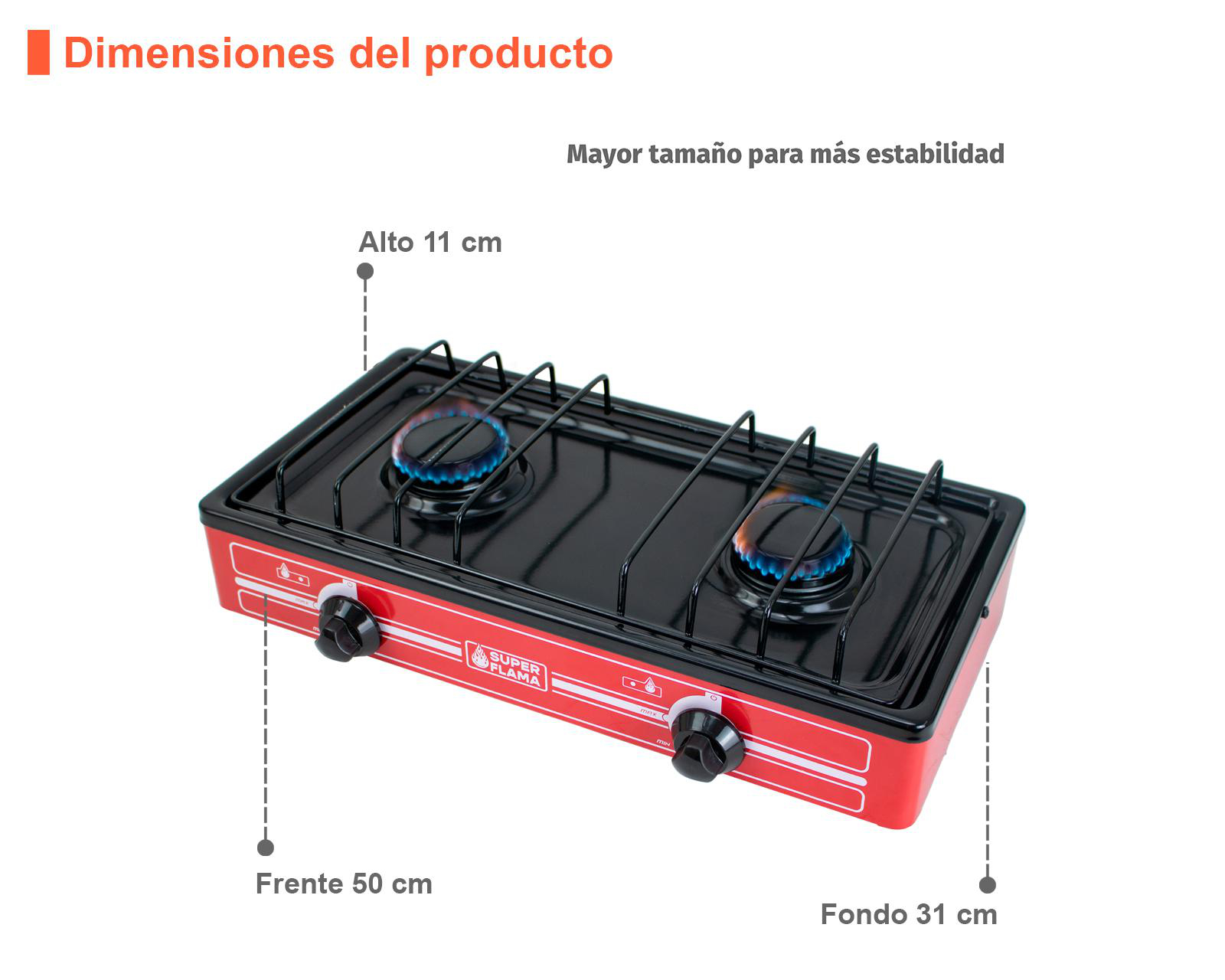 Foto 9 pulgar | Estufa de Mesa Super Flama 2 Quemadores 2Q-R Rojo