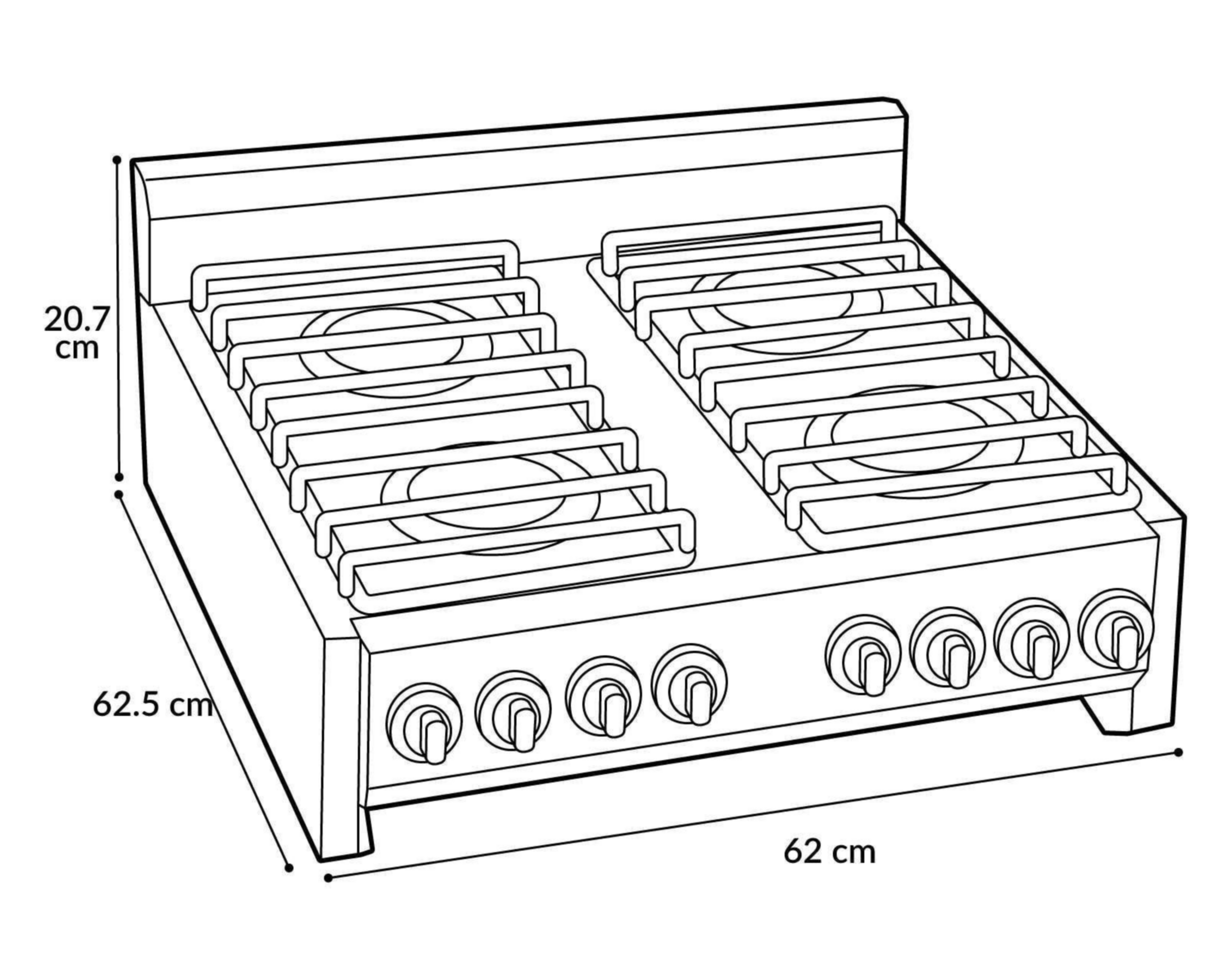 Foto 5 | Estufa de Mesa Delher 4 Quemadores EG8Q Negra