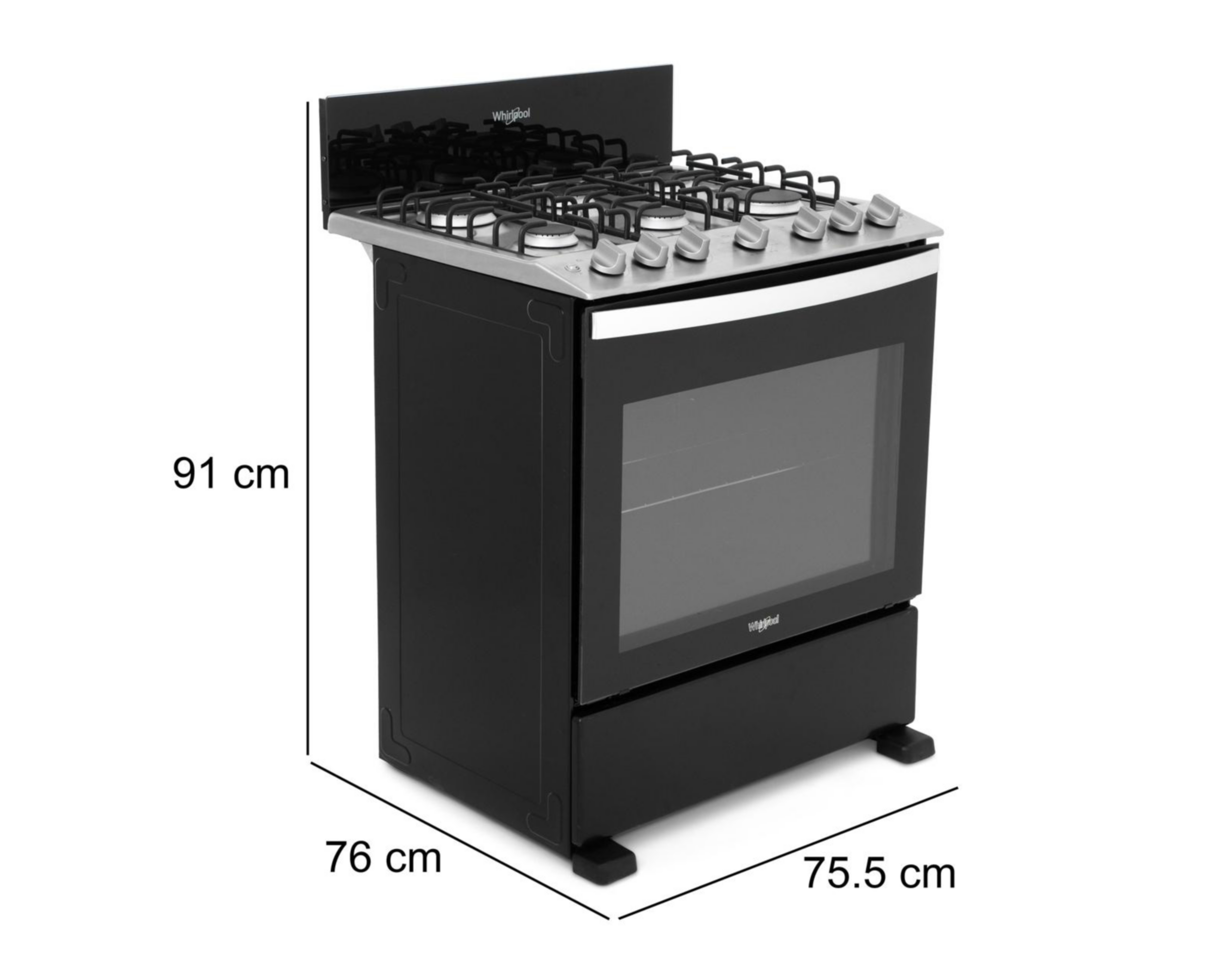 Foto 8 pulgar | Estufa Whirlpool de Piso 30" con 6 Quemadores de Gas WFR3100B