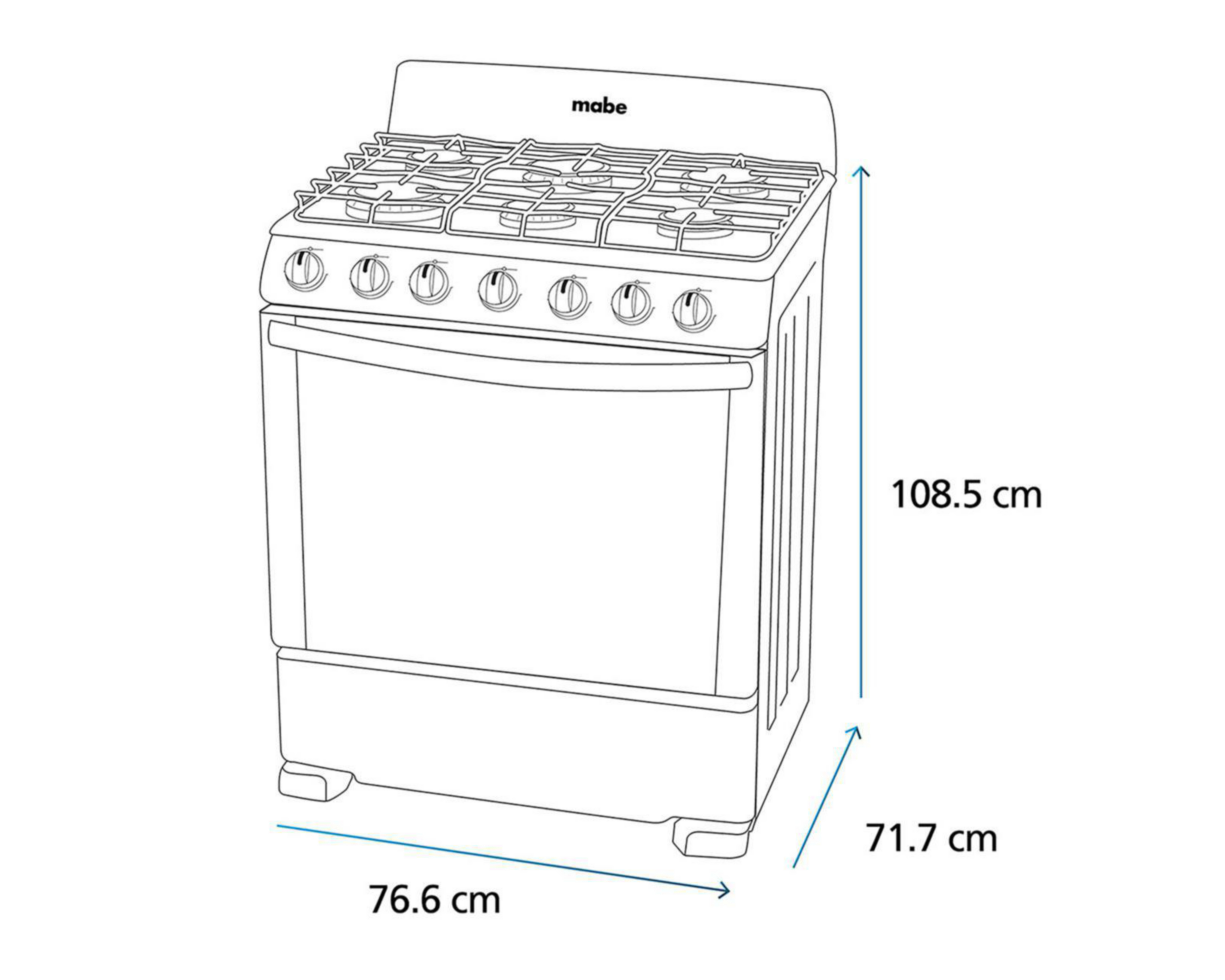 Foto 10 pulgar | Estufa Mabe de Piso 30" con 6 Quemadores de Gas LP EM7647BSIS0