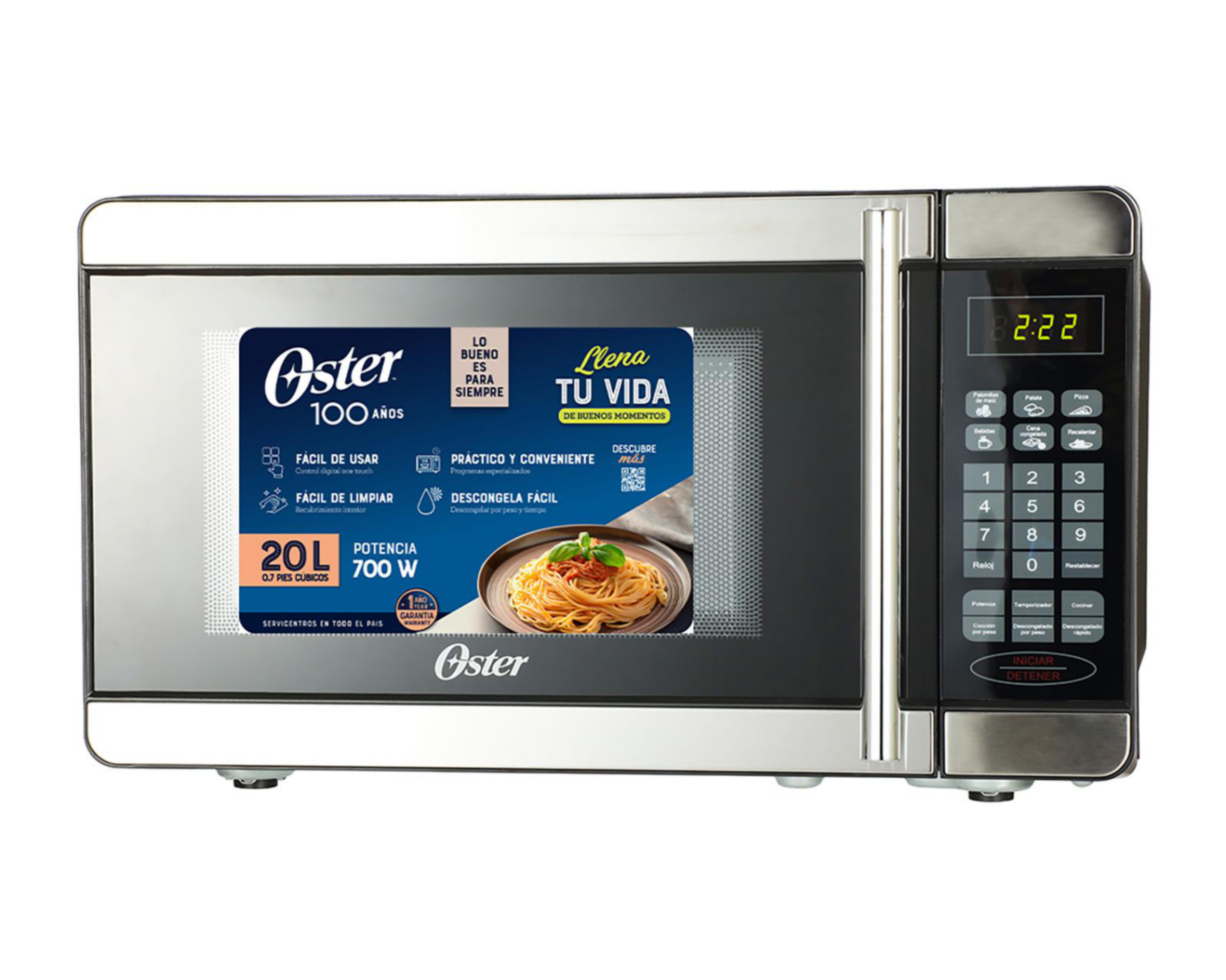 Horno de Microondas Oster 0.7 Pies OGYW3701 Plateado