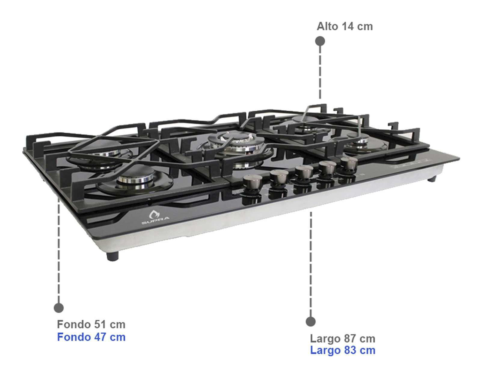 Foto 6 pulgar | Parrilla Empotrable Supra 87 cm de Gas 5Q-TG-87 Negra