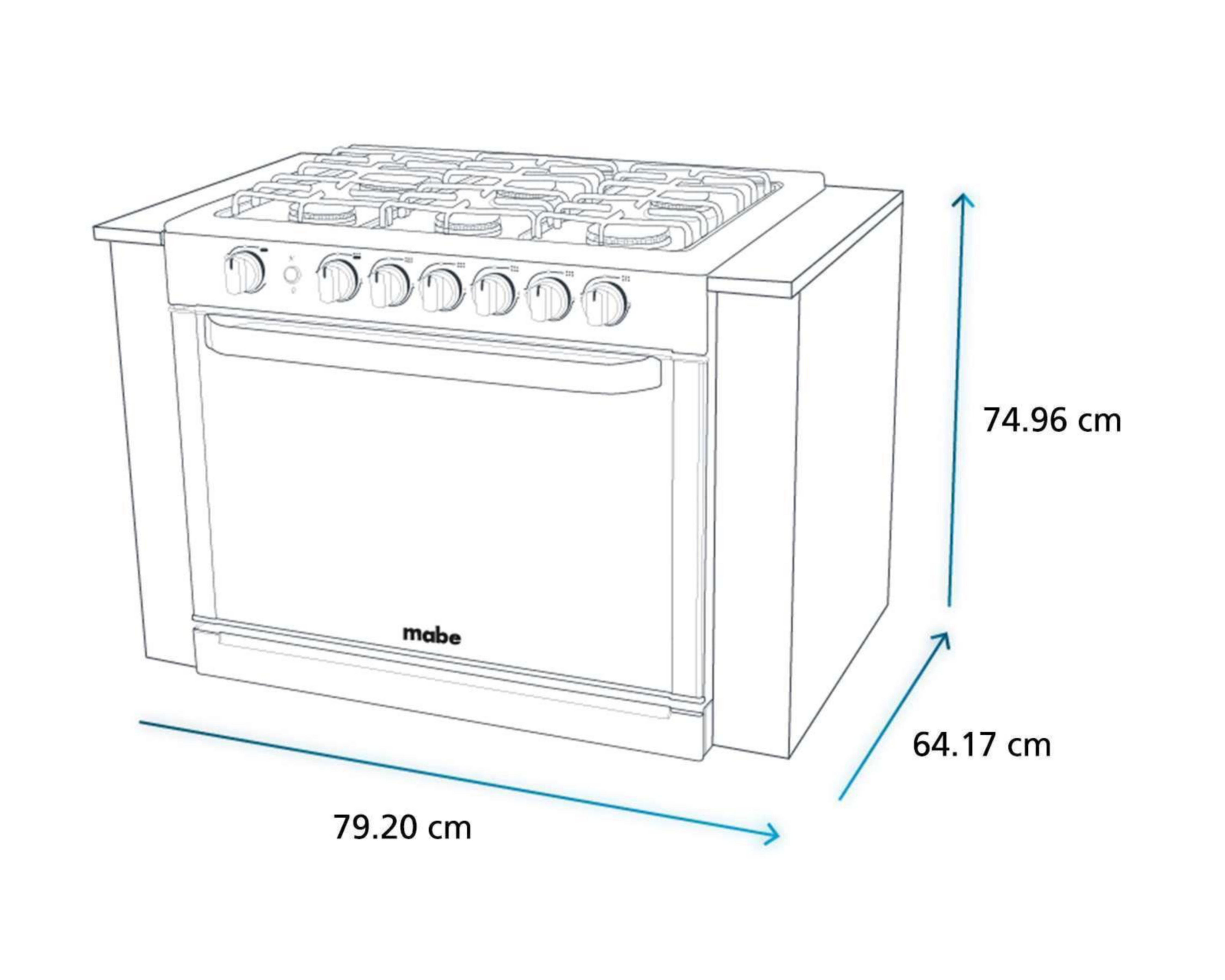 Foto 7 pulgar | Estufa Mabe de Empotre 30" con 6 Quemadores de Gas MA0C80300C12