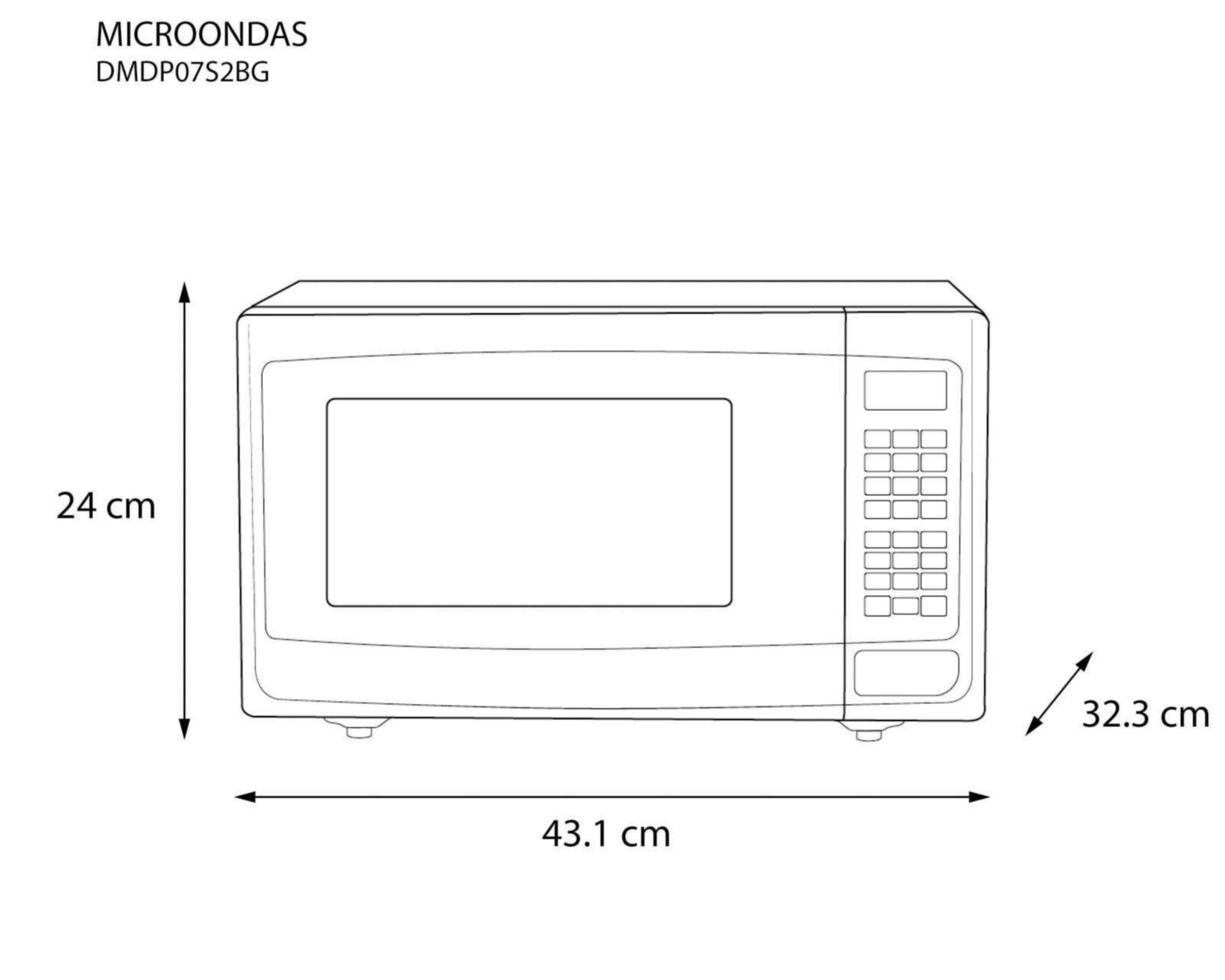 Foto 3 pulgar | Horno de Microondas Daewoo 0.7 Pies DMDP07S2BG Gris