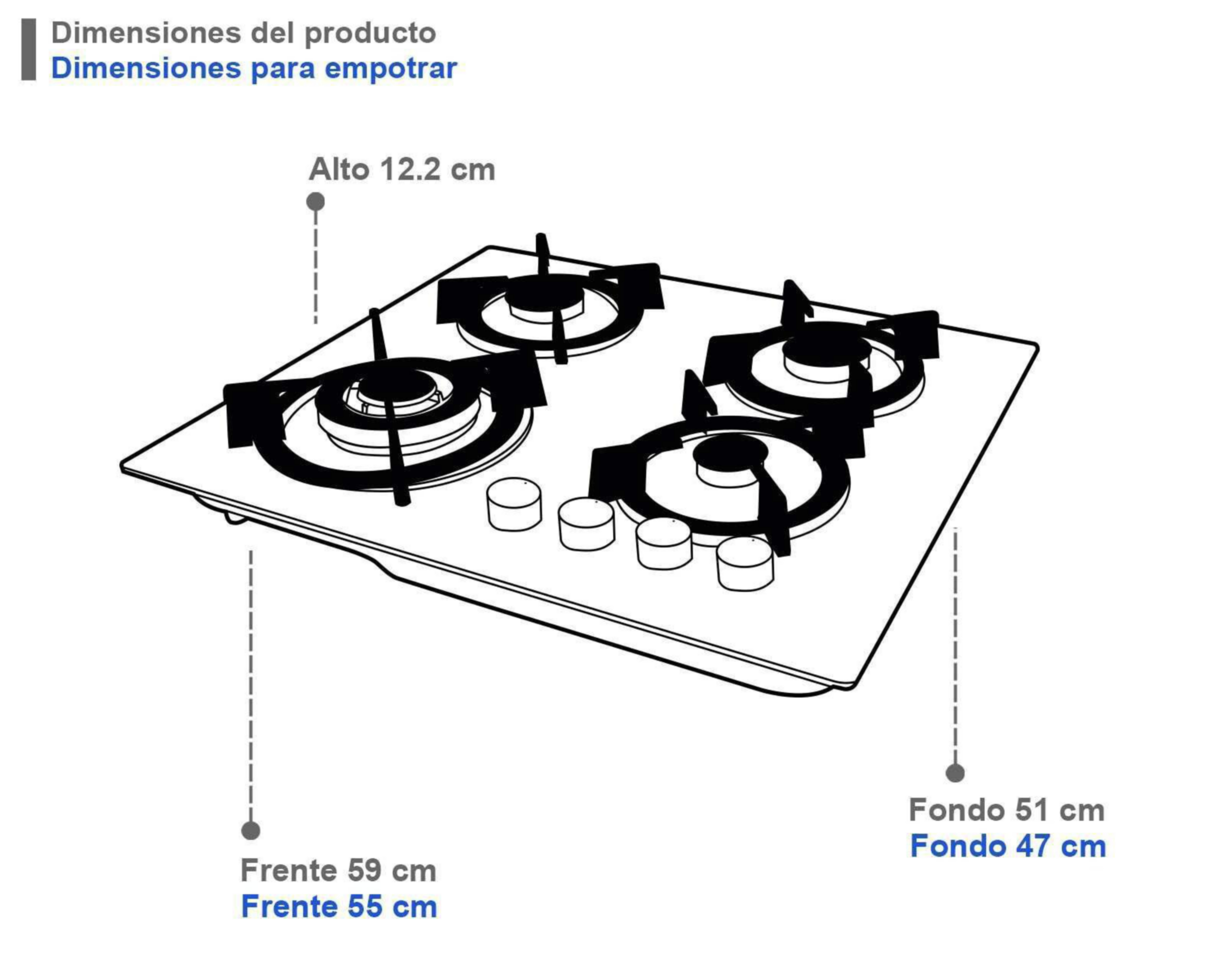 Foto 5 | Parrilla Empotrable Supra de Gas 4Q-EC-B Blanca