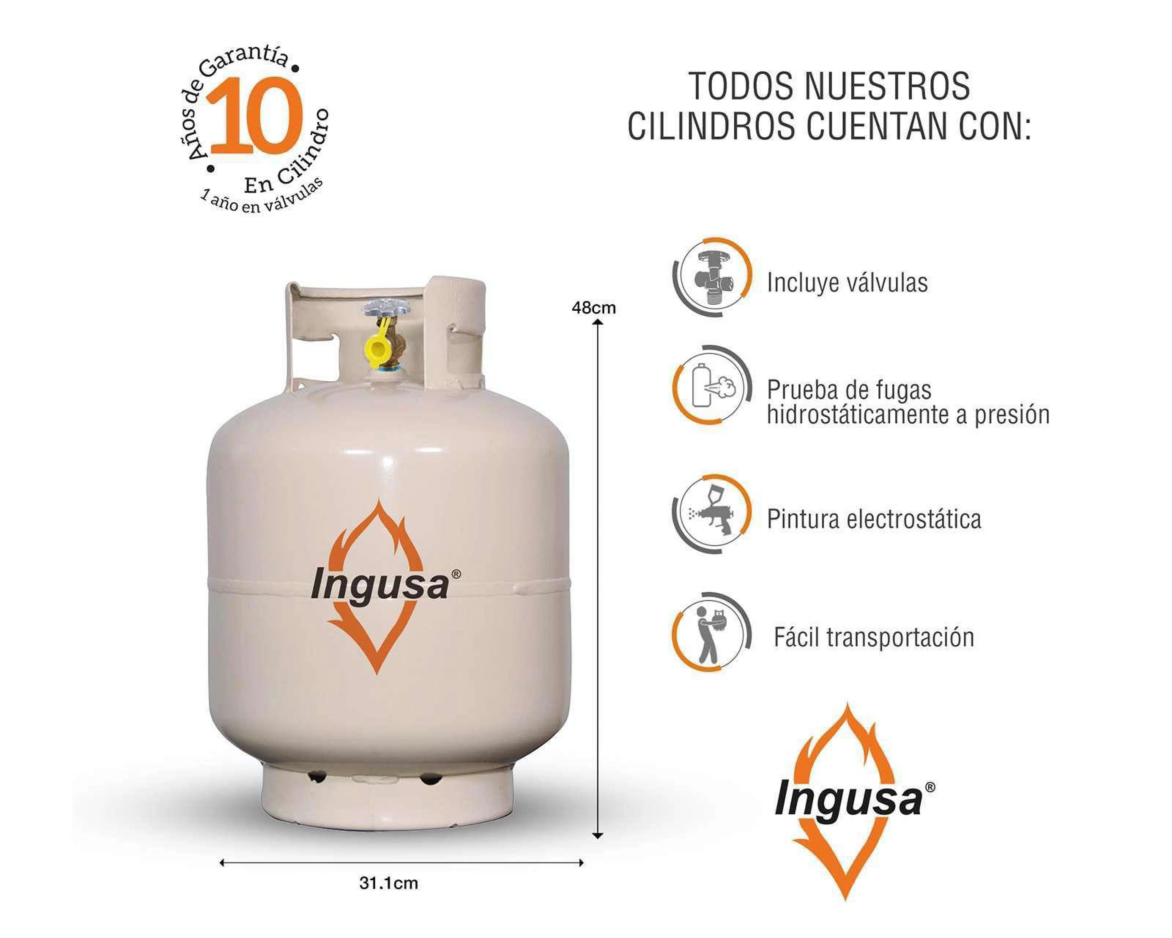 Foto 5 pulgar | Cilindro de Gas LP Ingusa PT9CIL01 20 lb