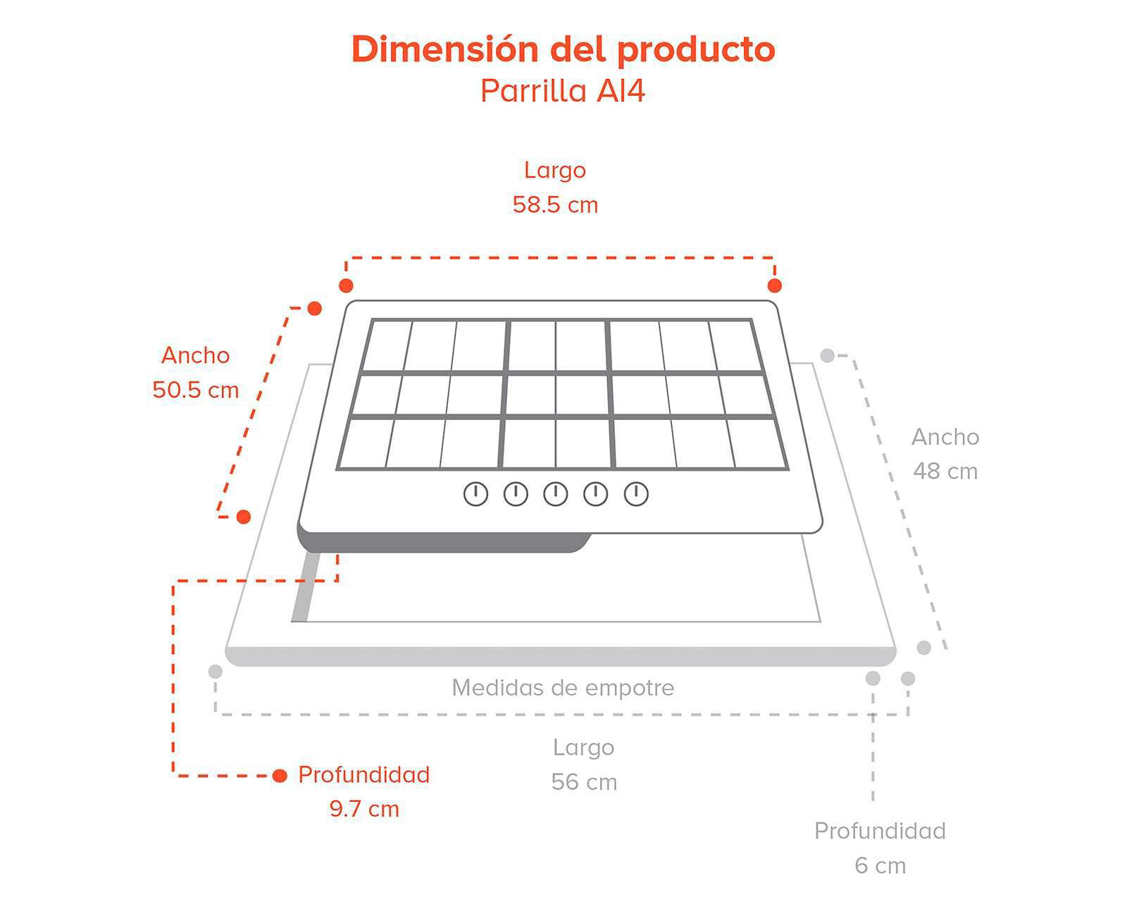 Foto 4 pulgar | Parrilla Empotrable Avera de Gas AI4 Plateada