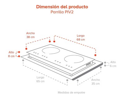 Foto 5 | Parrilla Empotrable Avera de Inducción PIV2 Negro